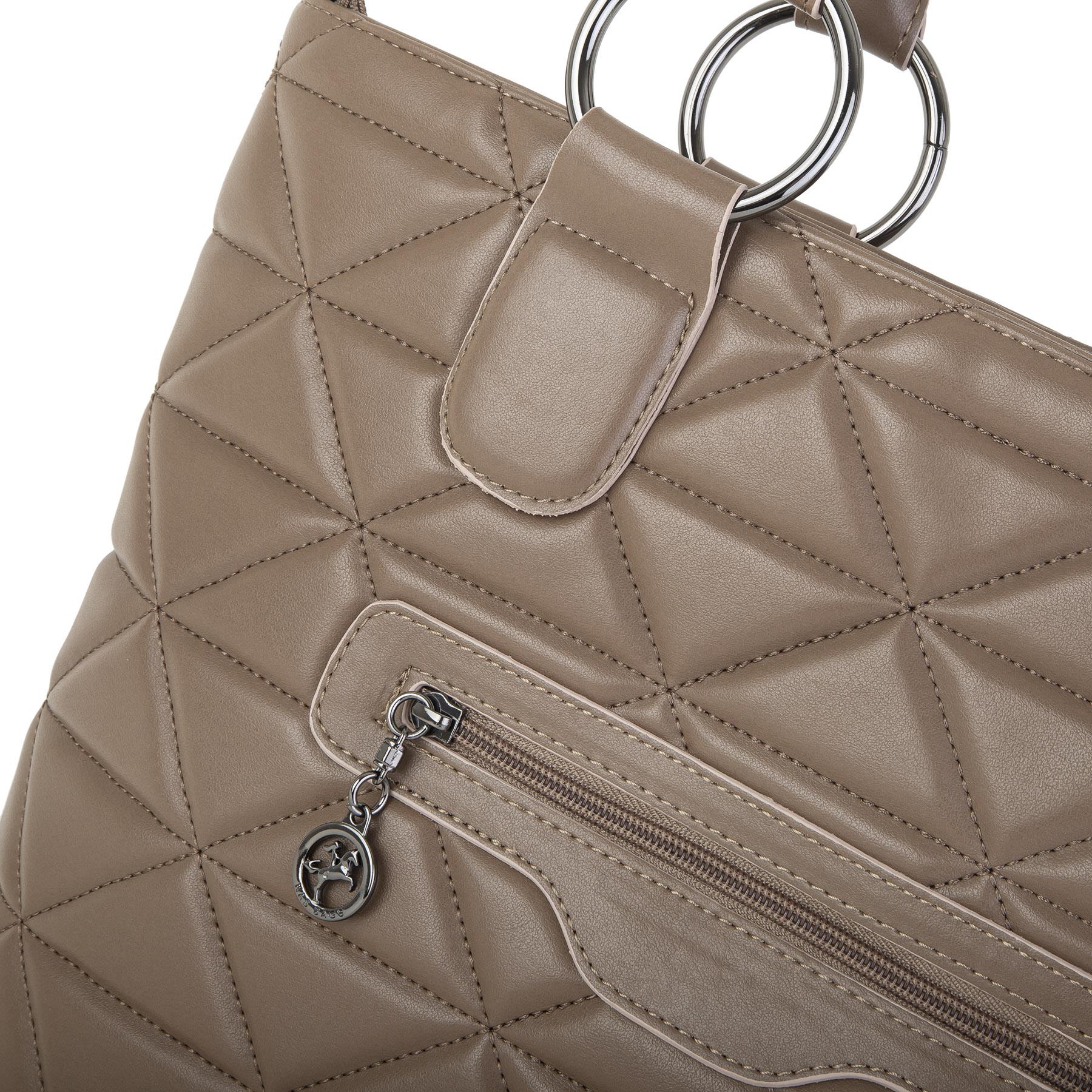 Nas Bag Kadın Kapitone  Büyük Boy Omuz Çantası ( 34x33x9 cm) Vizon Kapitone 