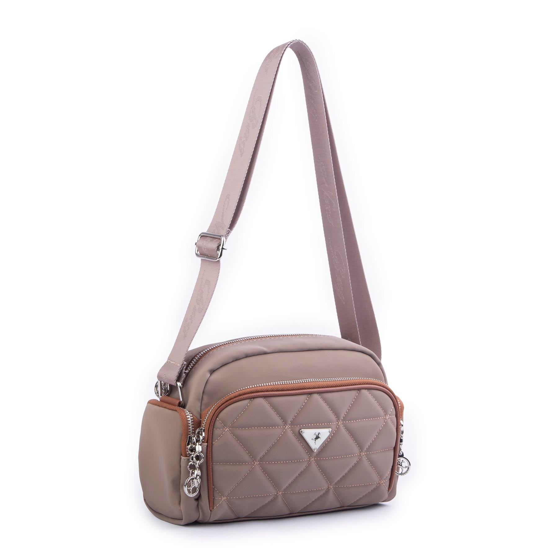 Nas Bag Kadın Kapitone Çok Cepli Çapraz Çanta Vizon  Taba Buzzy