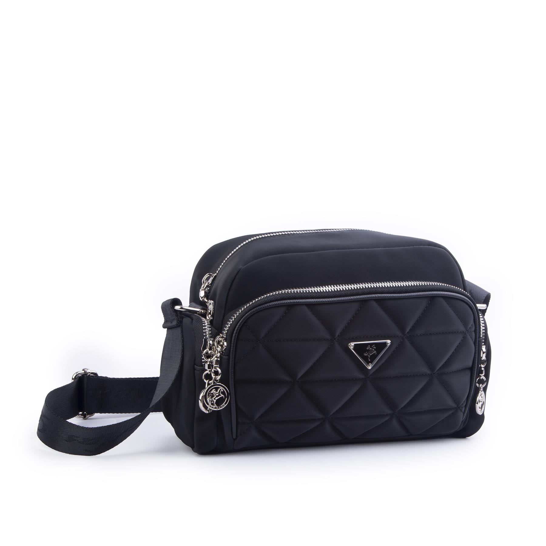 Nas Bag Kadın Kapitone Çok Cepli Çapraz Çanta Siyah Buzzy