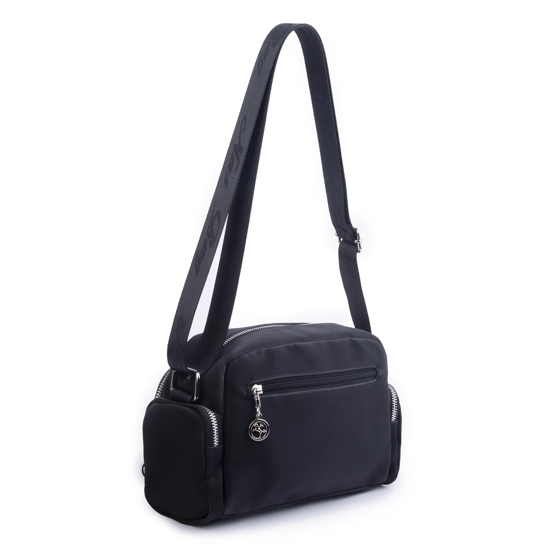 Nas Bag Kadın Kapitone Çok Cepli Çapraz Çanta Siyah Buzzy