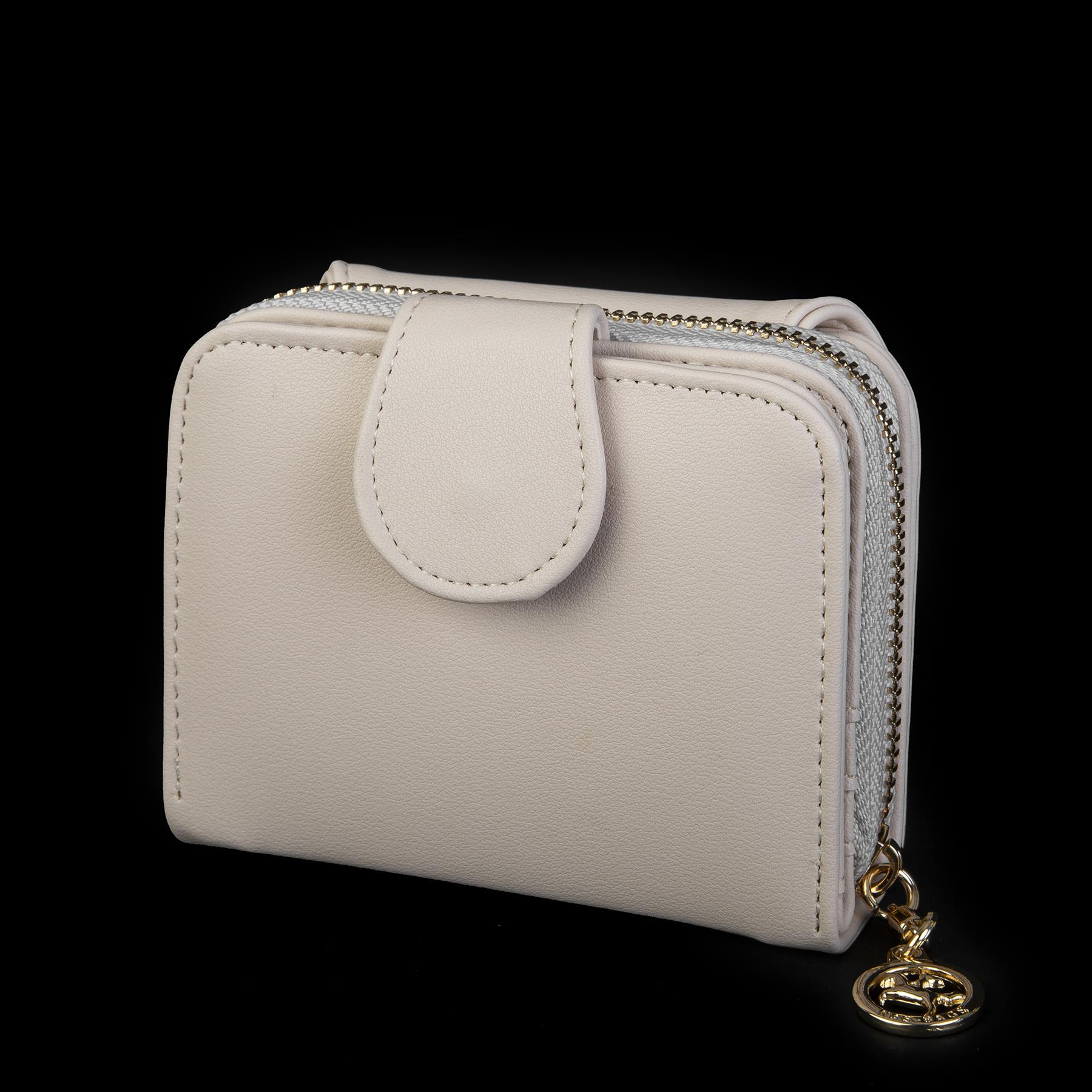 Nas Bag Kadın Kartlık Kağıt ve Demir Para ile Fotoğraflıklı Çok Fonksiyonlu Midi Boy Cüzdan Krem  Dona (en:11 cm boy: 8 cm )
