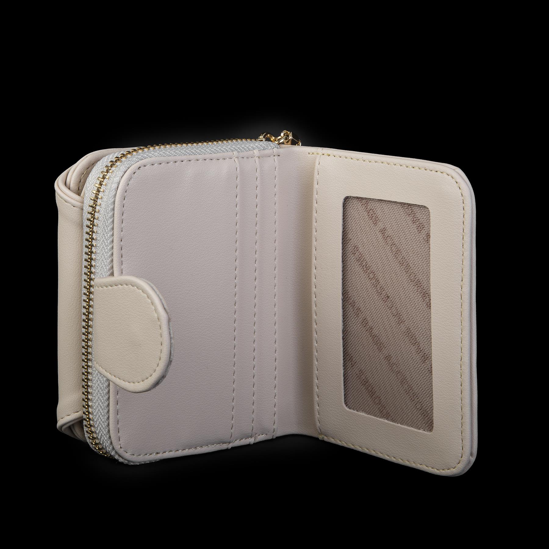 Nas Bag Kadın Kartlık Kağıt ve Demir Para ile Fotoğraflıklı Çok Fonksiyonlu Midi Boy Cüzdan Krem  Dona (en:11 cm boy: 8 cm )