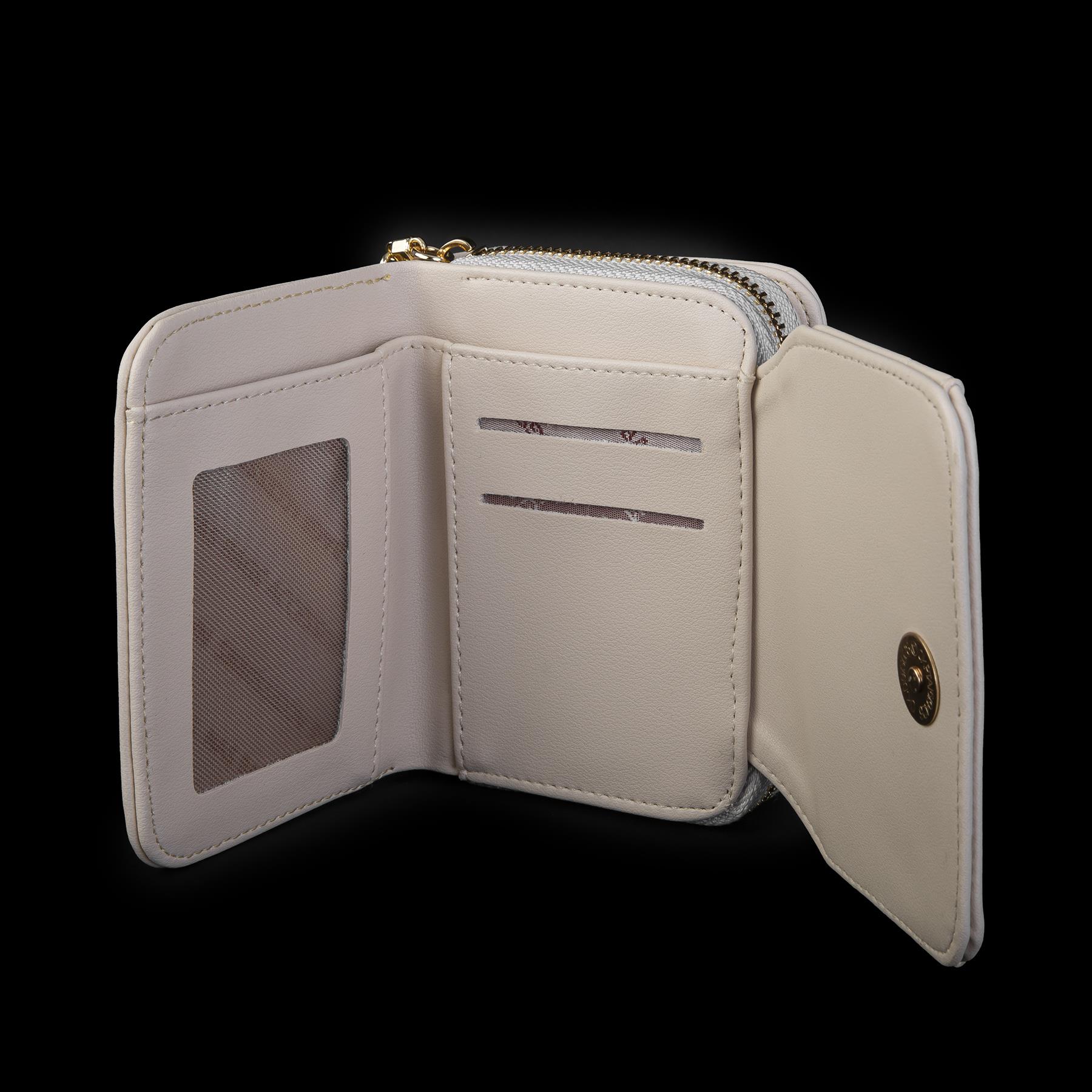 Nas Bag Kadın Kartlık Kağıt ve Demir Para ile Fotoğraflıklı Çok Fonksiyonlu Midi Boy Cüzdan Krem  Dona (en:11 cm boy: 8 cm )