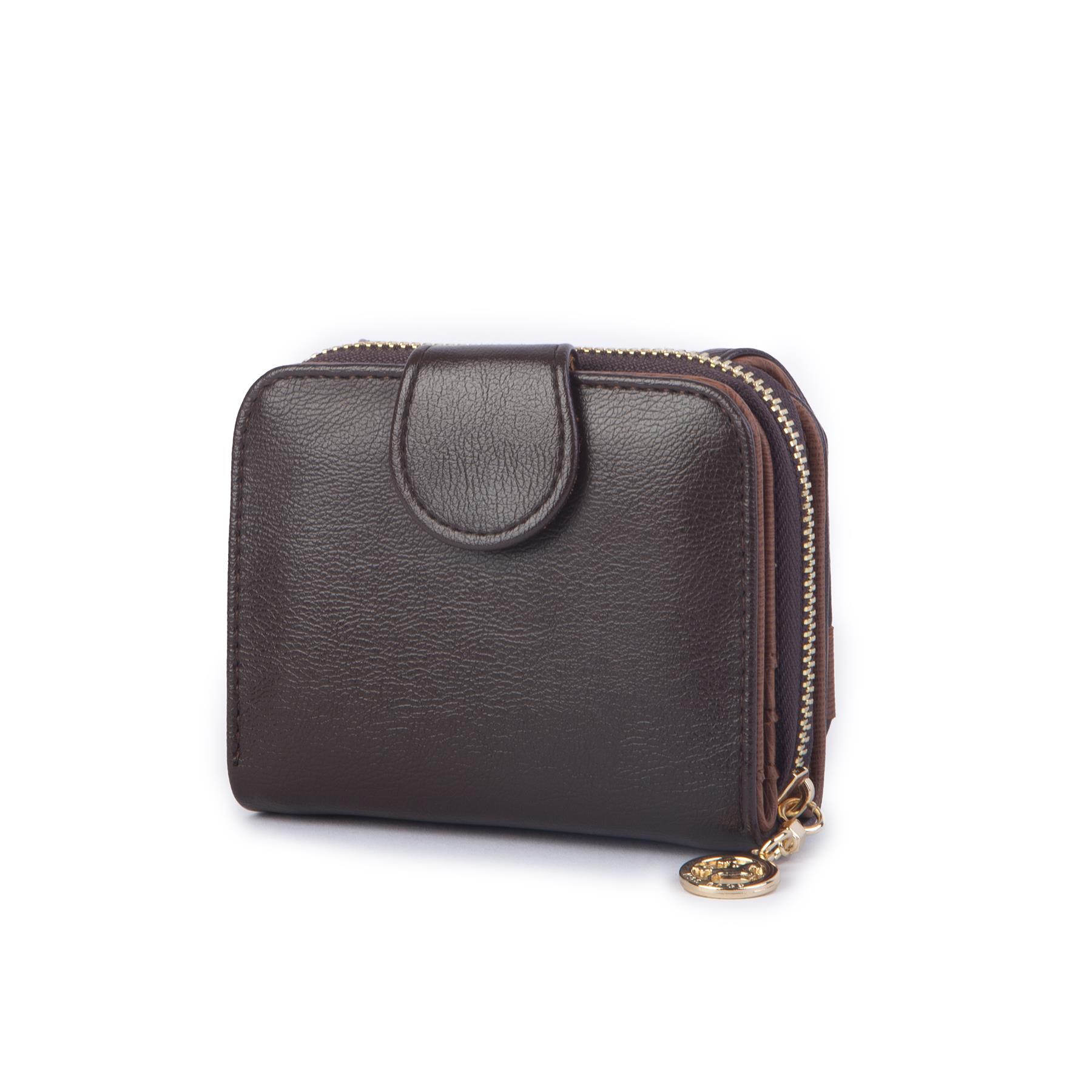 Nas Bag Kadın Kartlık Kağıt ve Demir Para ile Fotoğraflıklı Çok Fonksiyonlu Midi Boy Cüzdan  Kahve Nero (en:11 cm boy: 8 cm )