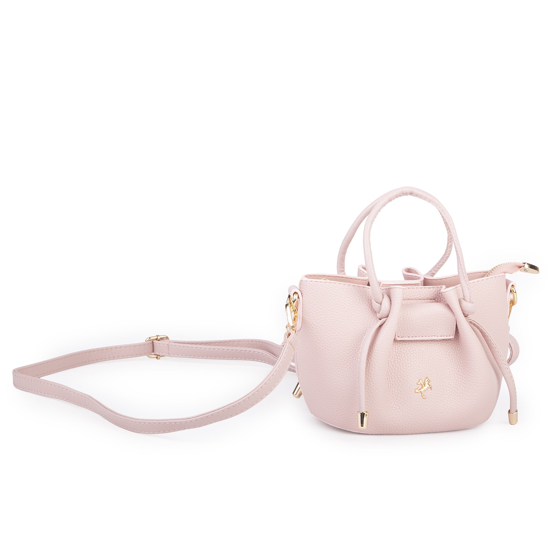 Nas Bag Kadın Mini Büzgülü Şık Çapraz Çanta Pudra