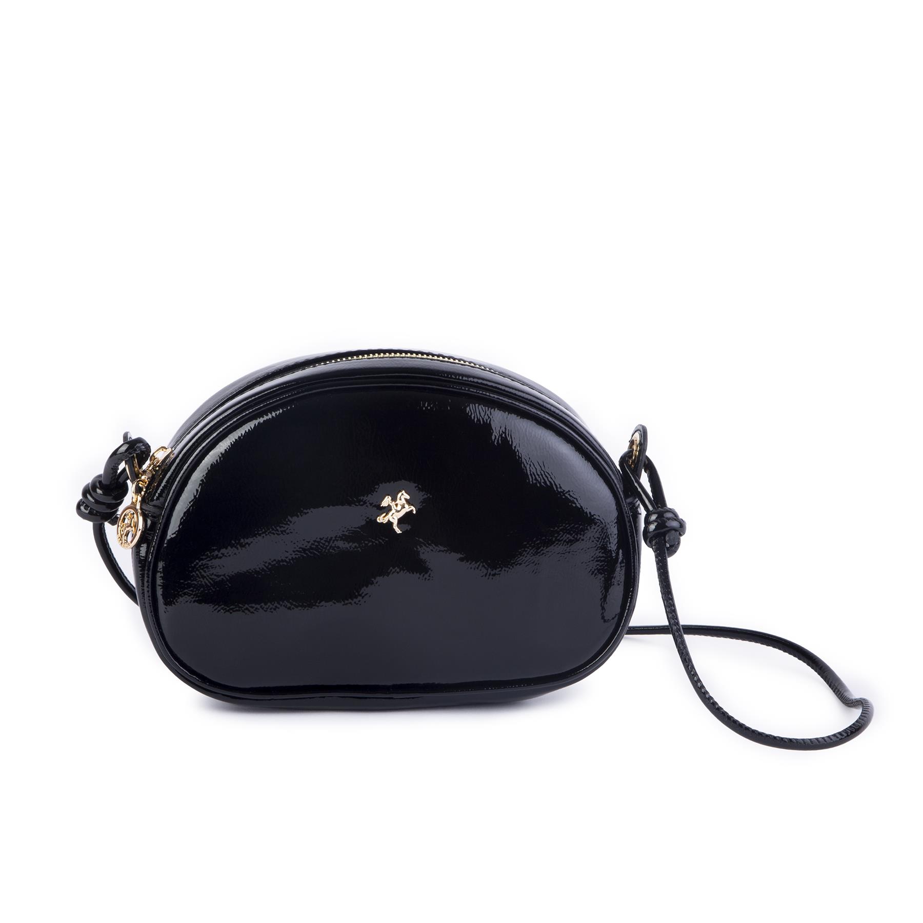 Nas Bag Kadın  Mini Çapraz  Çanta  Siyah  Rugan   (21x16x8 cm)