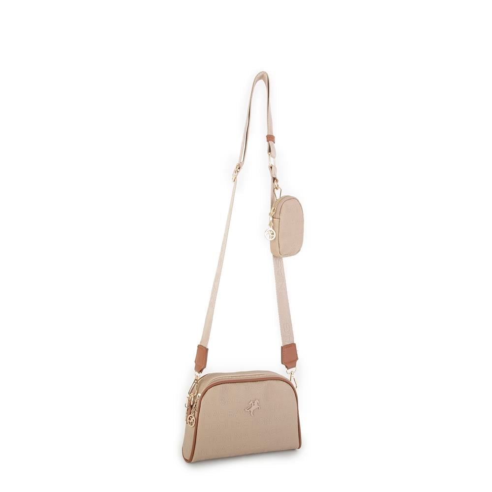 Nas Bag Kadın Mini Çapraz Çantası Kum Taba Gofraj
