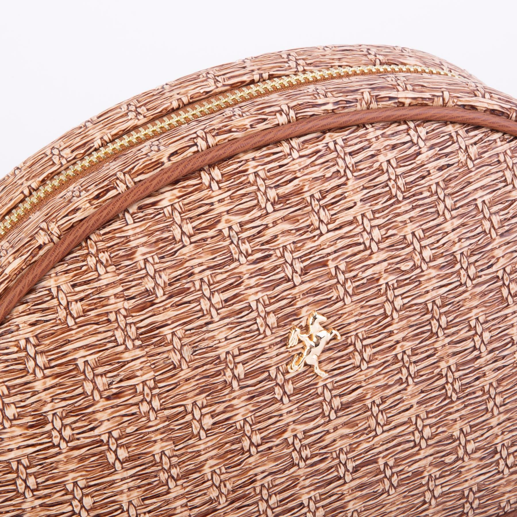 Nas Bag Kadın  Mini Çapraz Hasır Görünümlü  Çanta  Vizon Hasır  (21x16x8 cm)