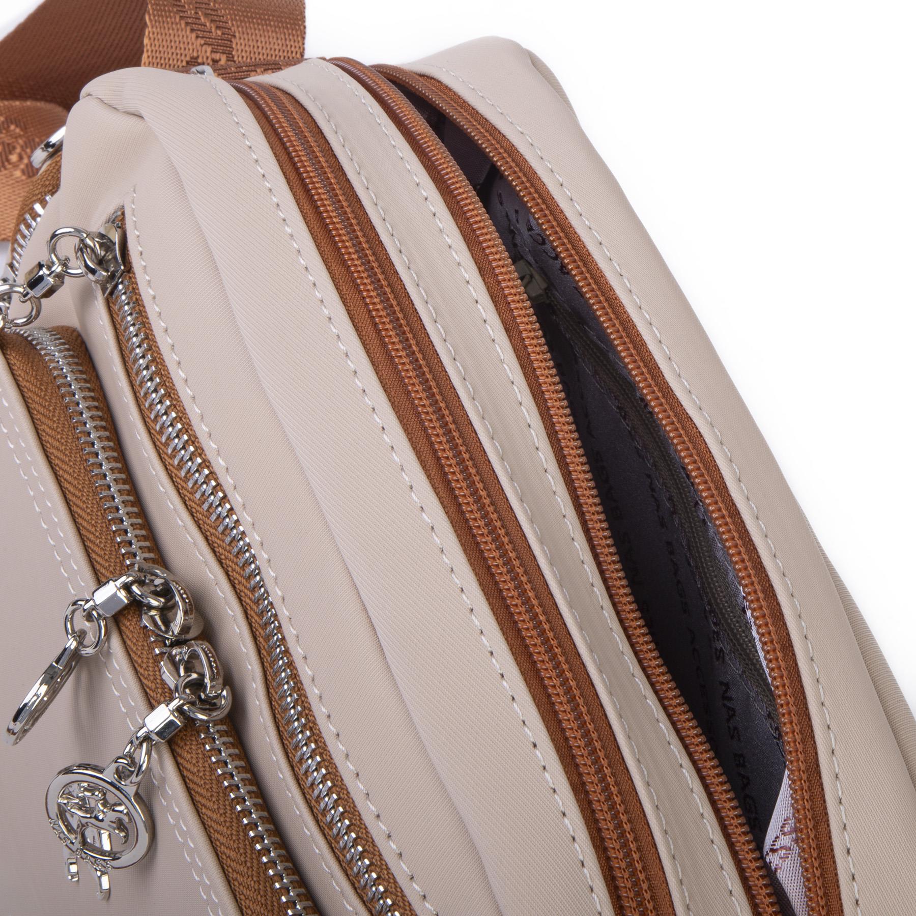 Nas Bag Kadın Mini Çok Gözlü Spor Şık Çanta ( en :25 cm , boy: 16 cm ) Kum Taba Buzzy