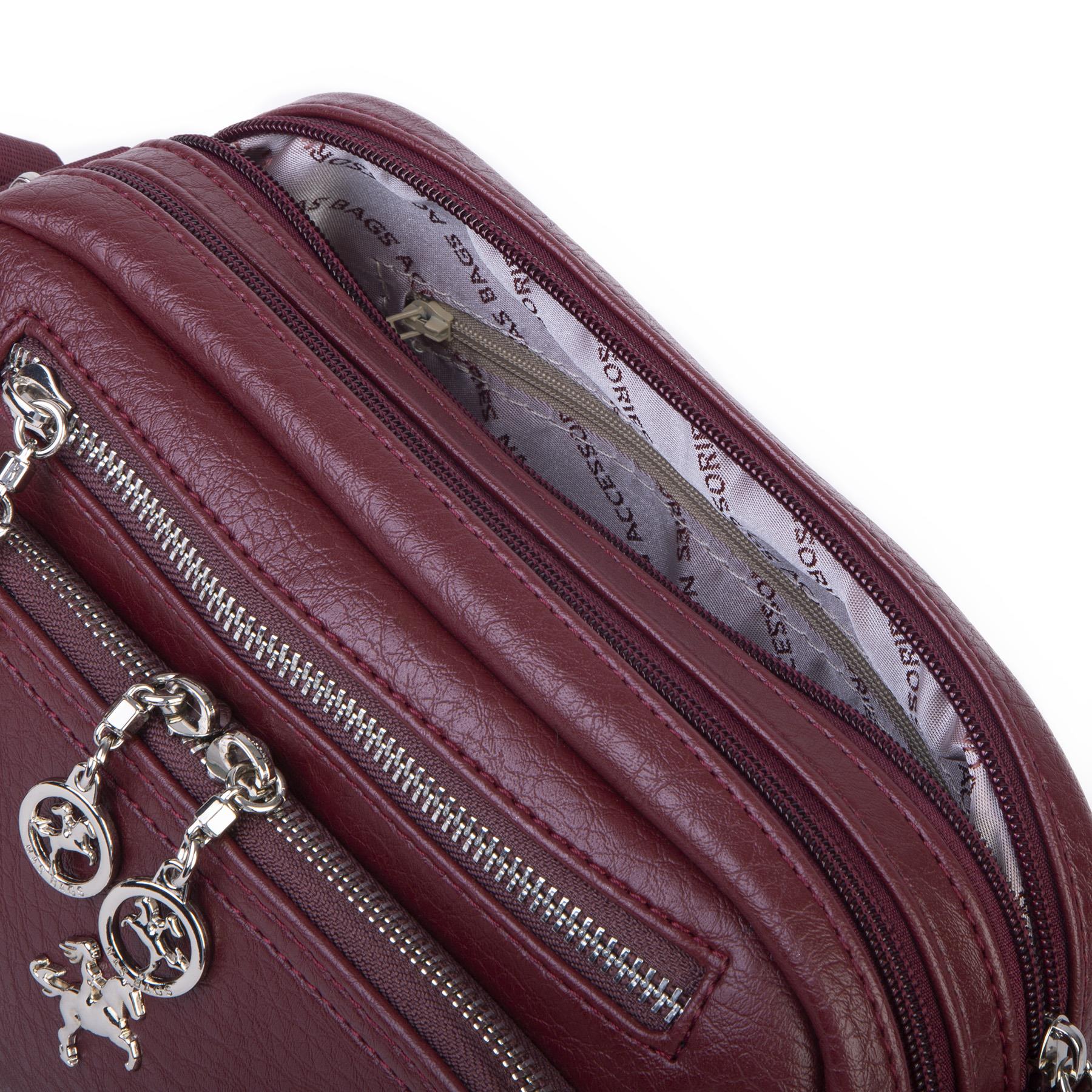 Nas Bag Kadın Mini Çok Gözlü Spor Şık Çanta ( en :25 cm , boy: 16 cm ) Bordo Victoria