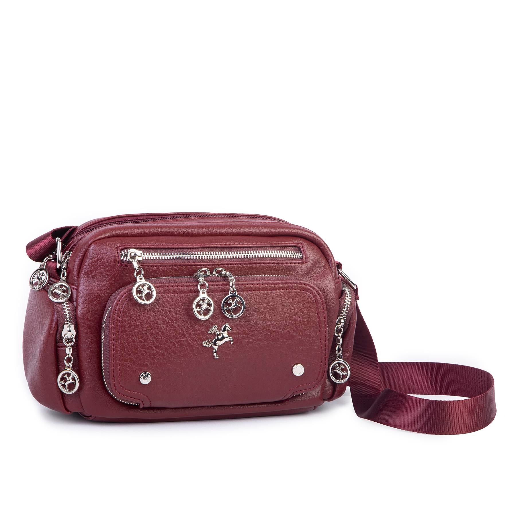 Nas Bag Kadın Mini Çok Gözlü Spor Şık Çanta ( en :25 cm , boy: 16 cm ) Bordo Victoria