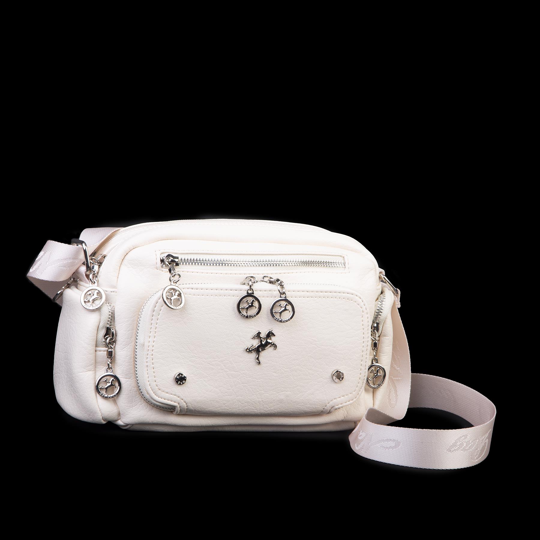 Nas Bag Kadın Mini Çok Gözlü Spor Şık Çanta ( en :25 cm , boy: 16 cm ) Krem  Victoria
