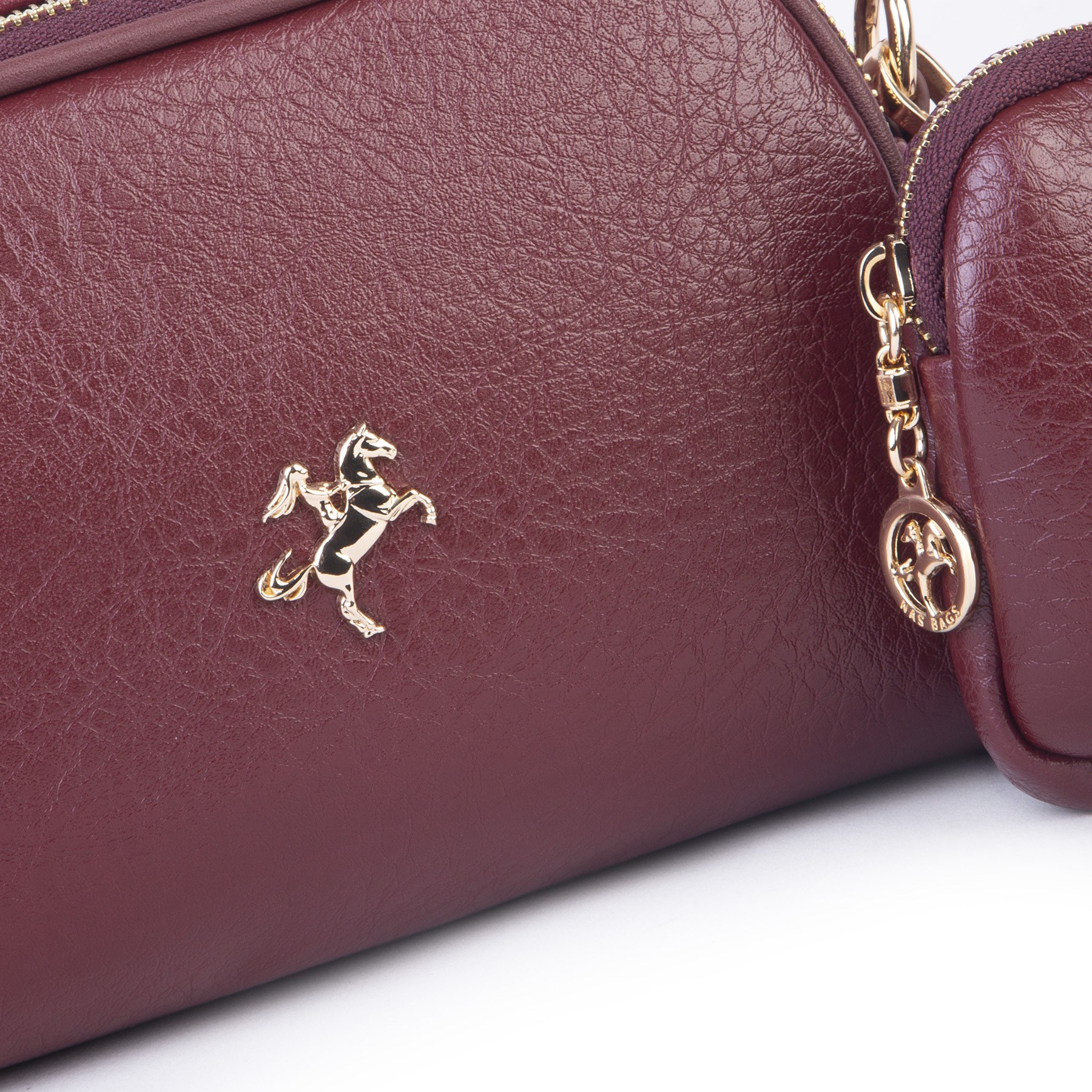 Nas Bag Kadın Mini Cüzdanlı Omuz ve Çapraz Çanta Bordo Victoria