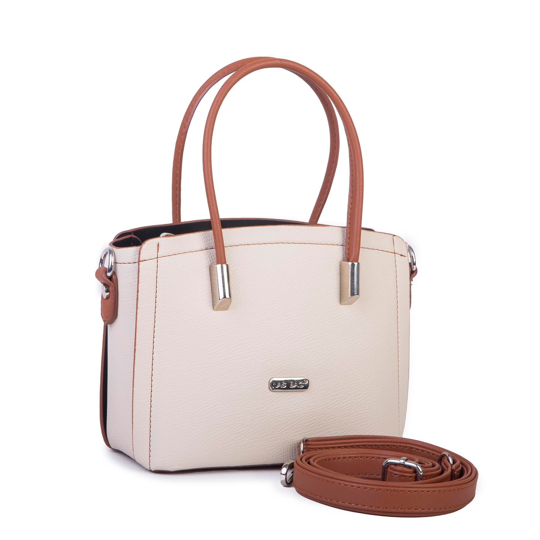 Nas Bag Kadın Mini El ve Çapraz Çanta Krem Taba