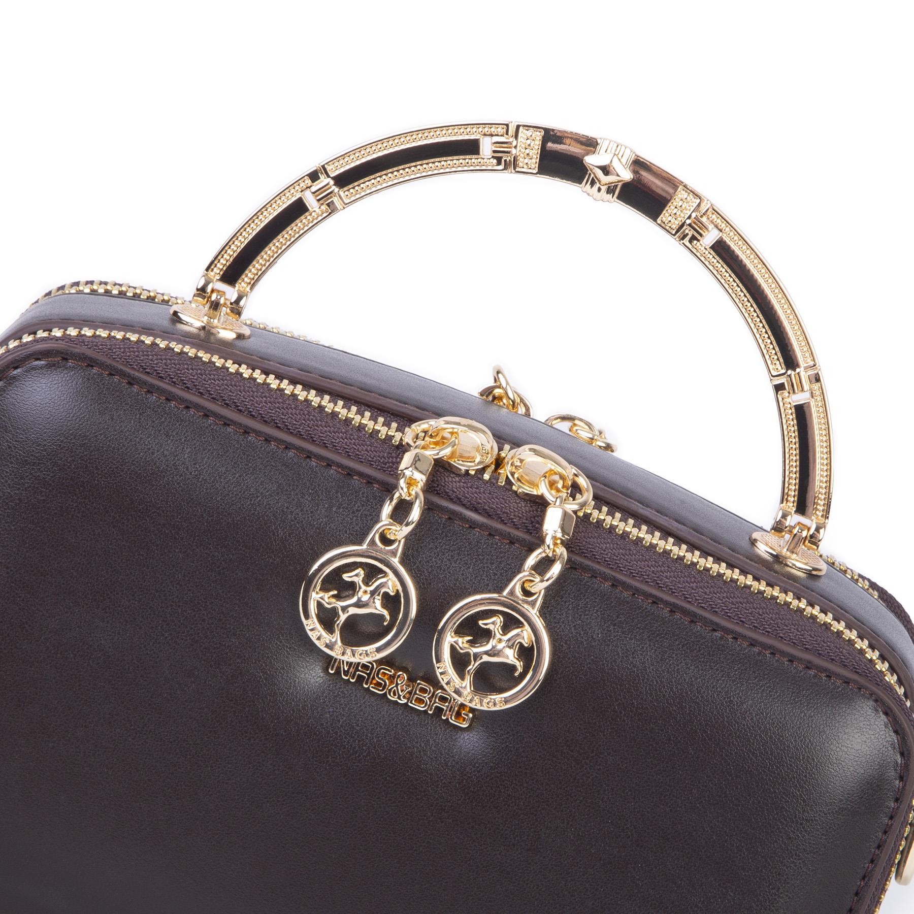 Nas Bag Kadın Mini El ve Çapraz Çanta Kahverengi (en :18 cm  boy:10 cm) 