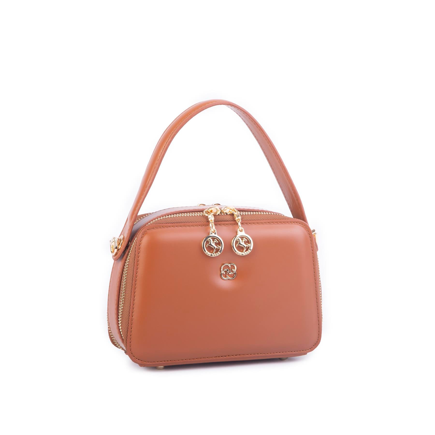 Nas Bag Kadın Mini El ve Çapraz Çanta Taba  (en:20 boy :15)