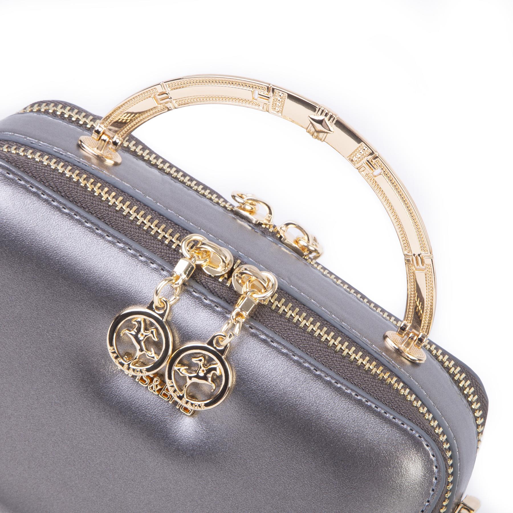 Nas Bag Kadın Mini El ve Çapraz Çanta Gri  (en :18 cm  boy:10 cm) 
