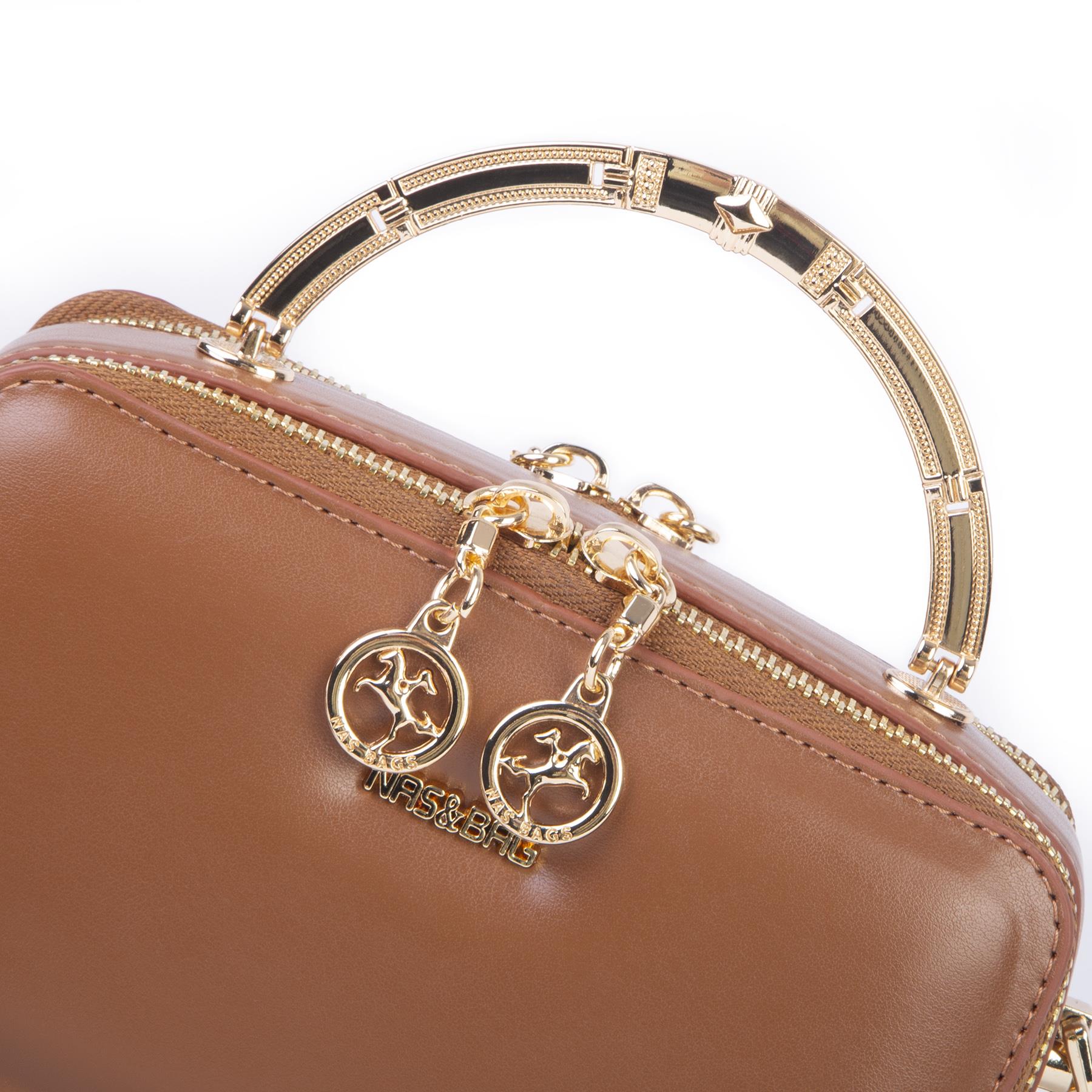 Nas Bag Kadın Mini El ve Çapraz Çanta Taba (en :18 cm  boy:10 cm) 