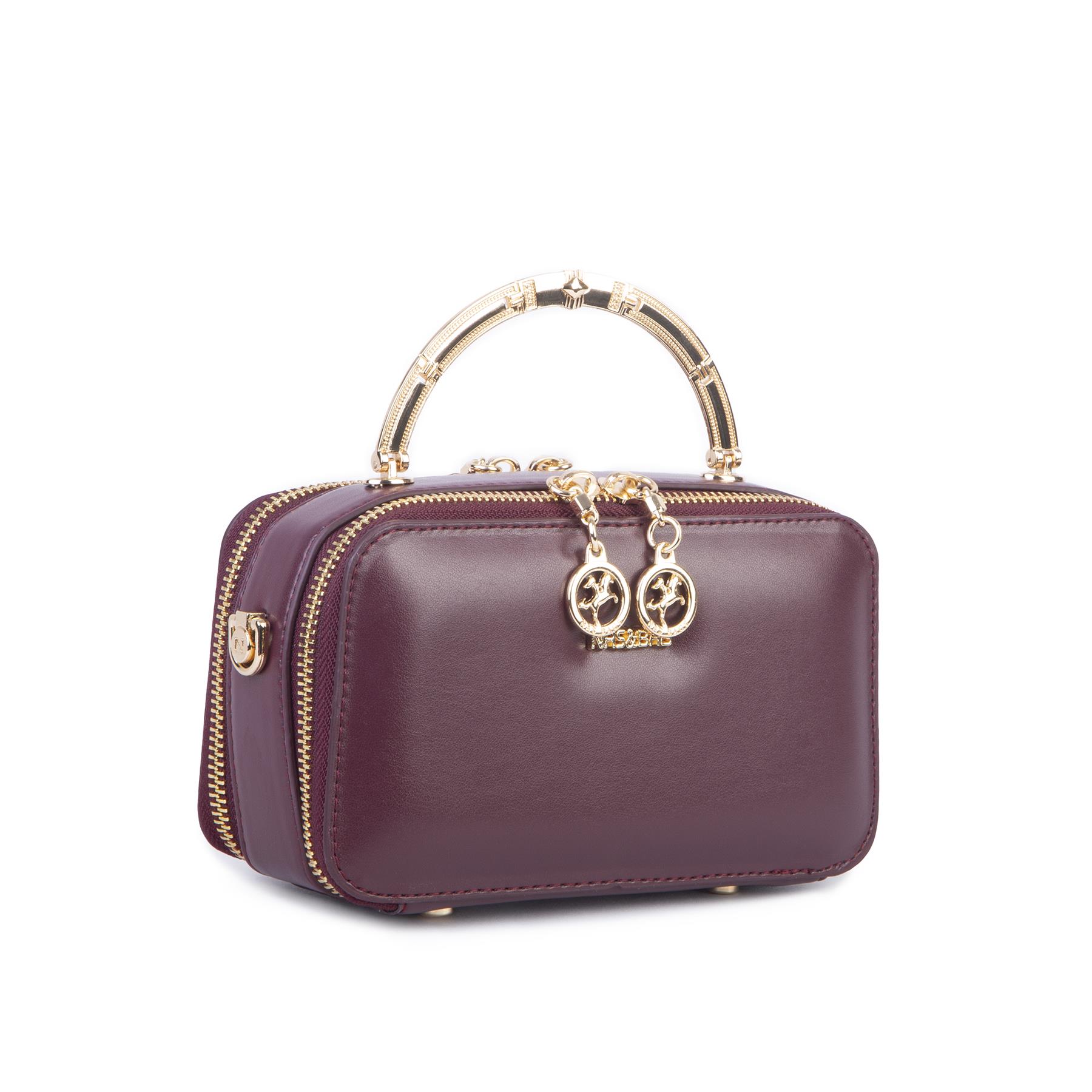 Nas Bag Kadın Mini El ve Çapraz Çanta Bordo (en :18 cm  boy:10 cm) 