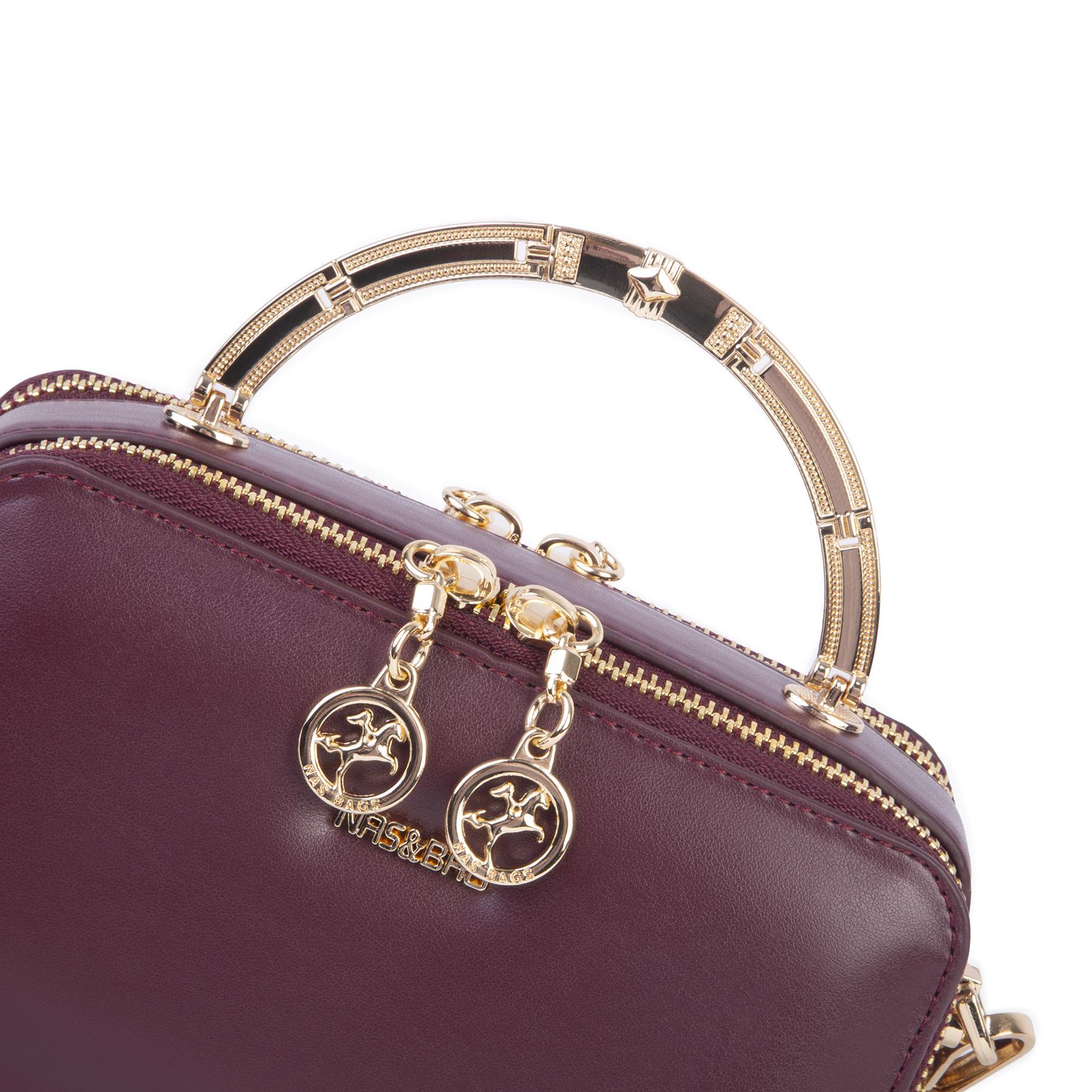 Nas Bag Kadın Mini El ve Çapraz Çanta Bordo (en :18 cm  boy:10 cm) 