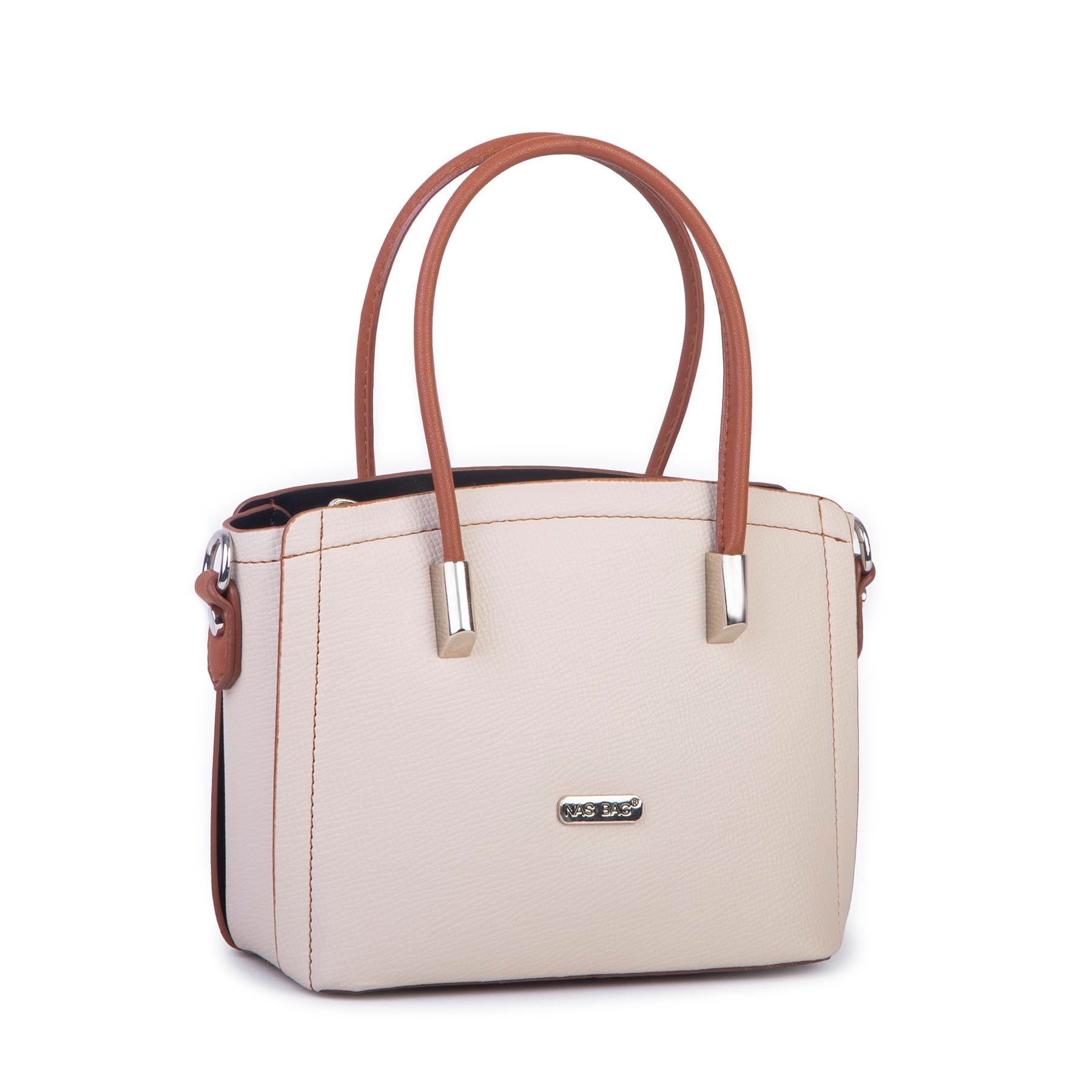 Nas Bag Kadın Mini El ve Çapraz Çanta Krem Taba