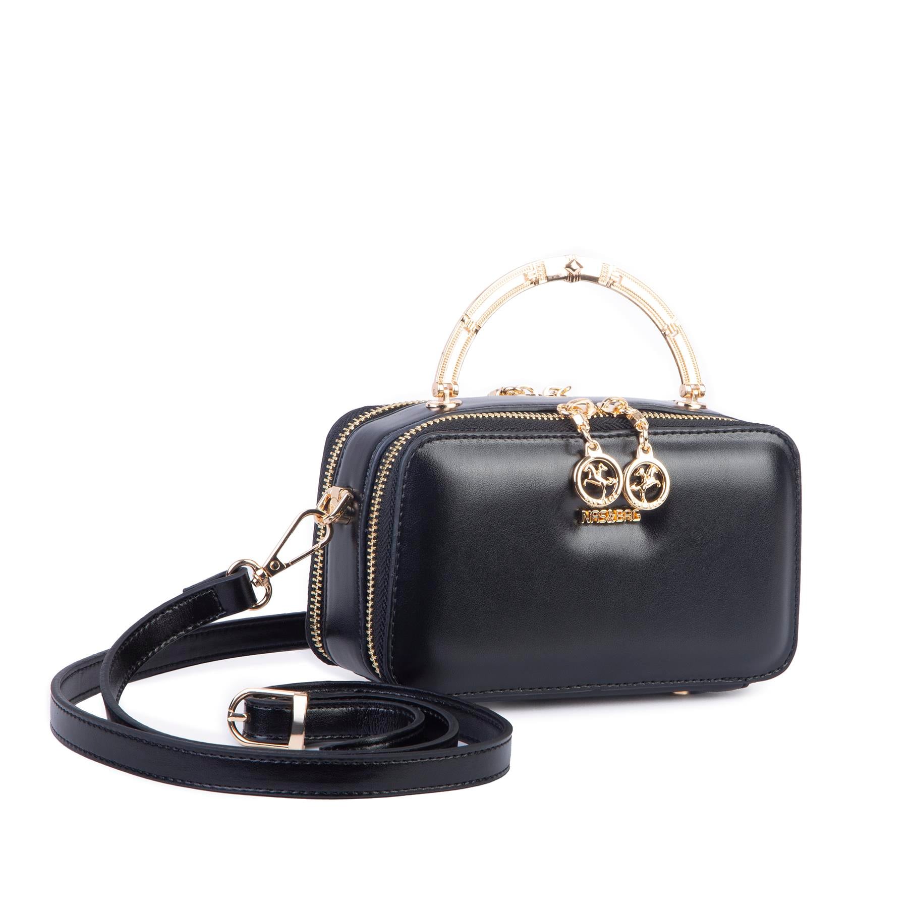 Nas Bag Kadın Mini El ve Çapraz Çanta Siyah (en :18 cm  boy:10 cm) 