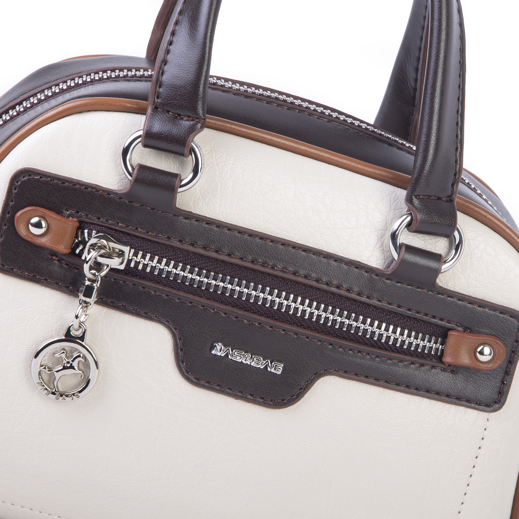 Nas Bag Kadın Mini El ve Çapraz Çanta Krem Kahve Taba Victoria