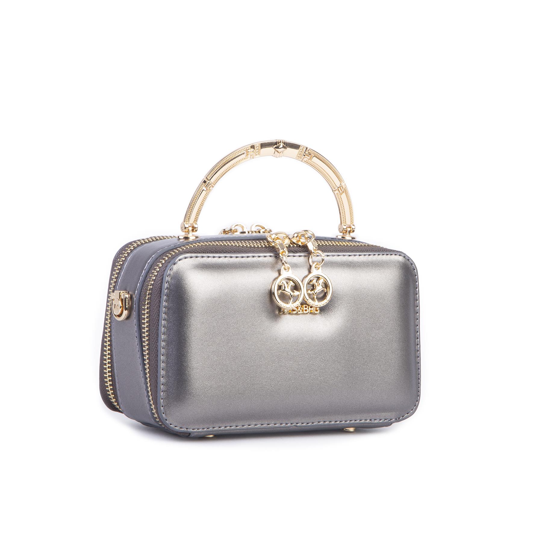 Nas Bag Kadın Mini El ve Çapraz Çanta Gri  (en :18 cm  boy:10 cm) 