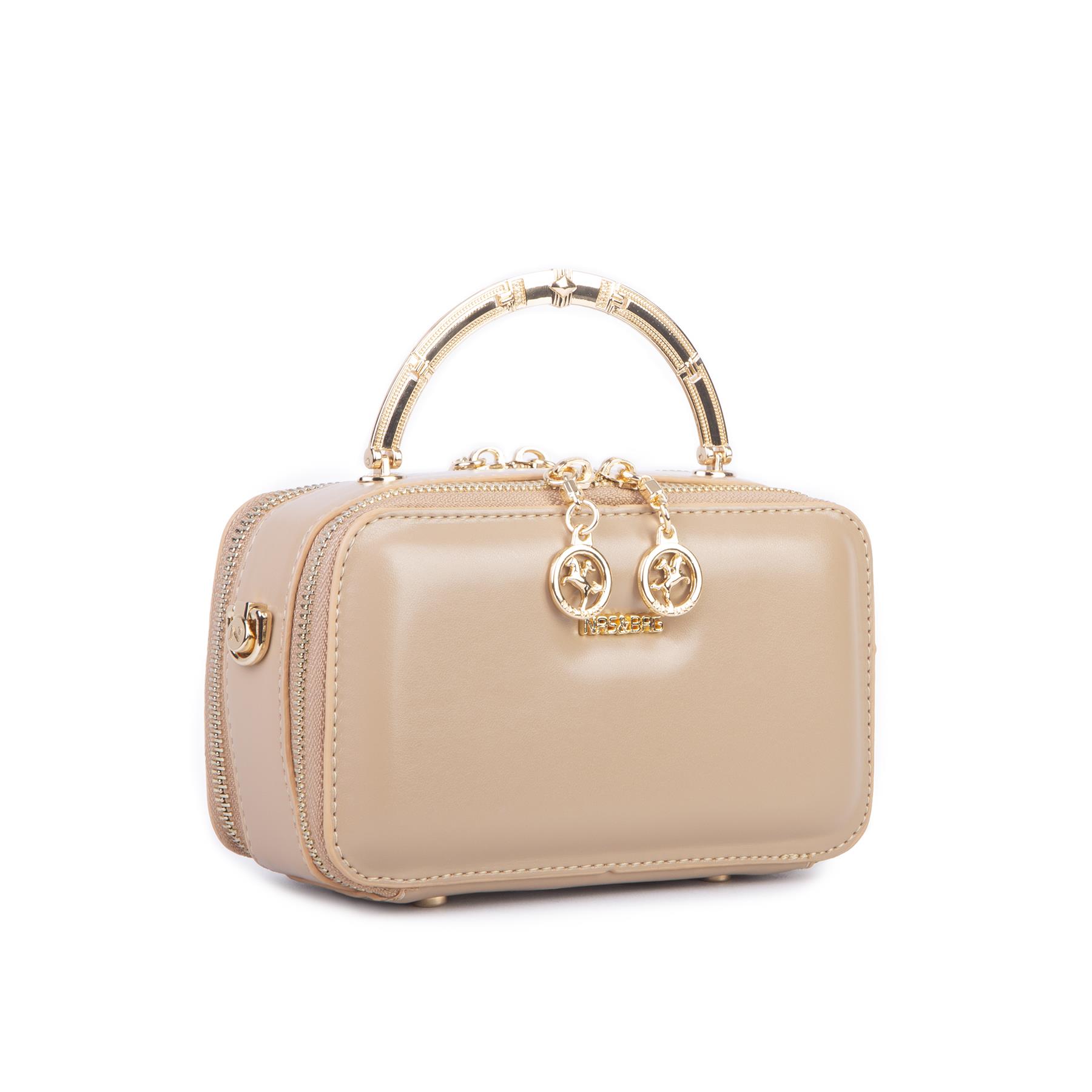 Nas Bag Kadın Mini El ve Çapraz Çanta Ten  (en :18 cm  boy:10 cm) 