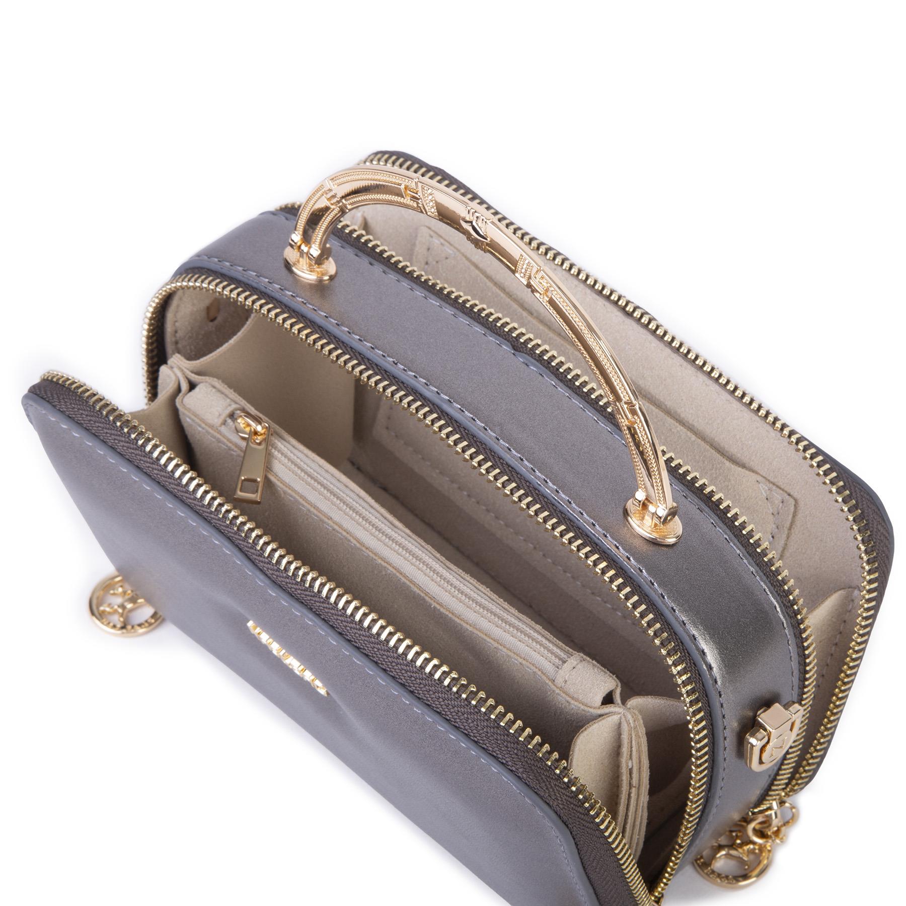 Nas Bag Kadın Mini El ve Çapraz Çanta Gri  (en :18 cm  boy:10 cm) 