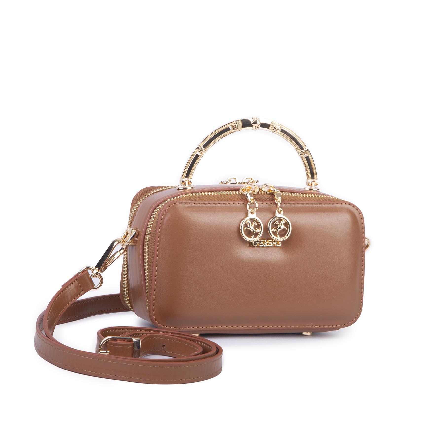 Nas Bag Kadın Mini El ve Çapraz Çanta Taba (en :18 cm  boy:10 cm) 