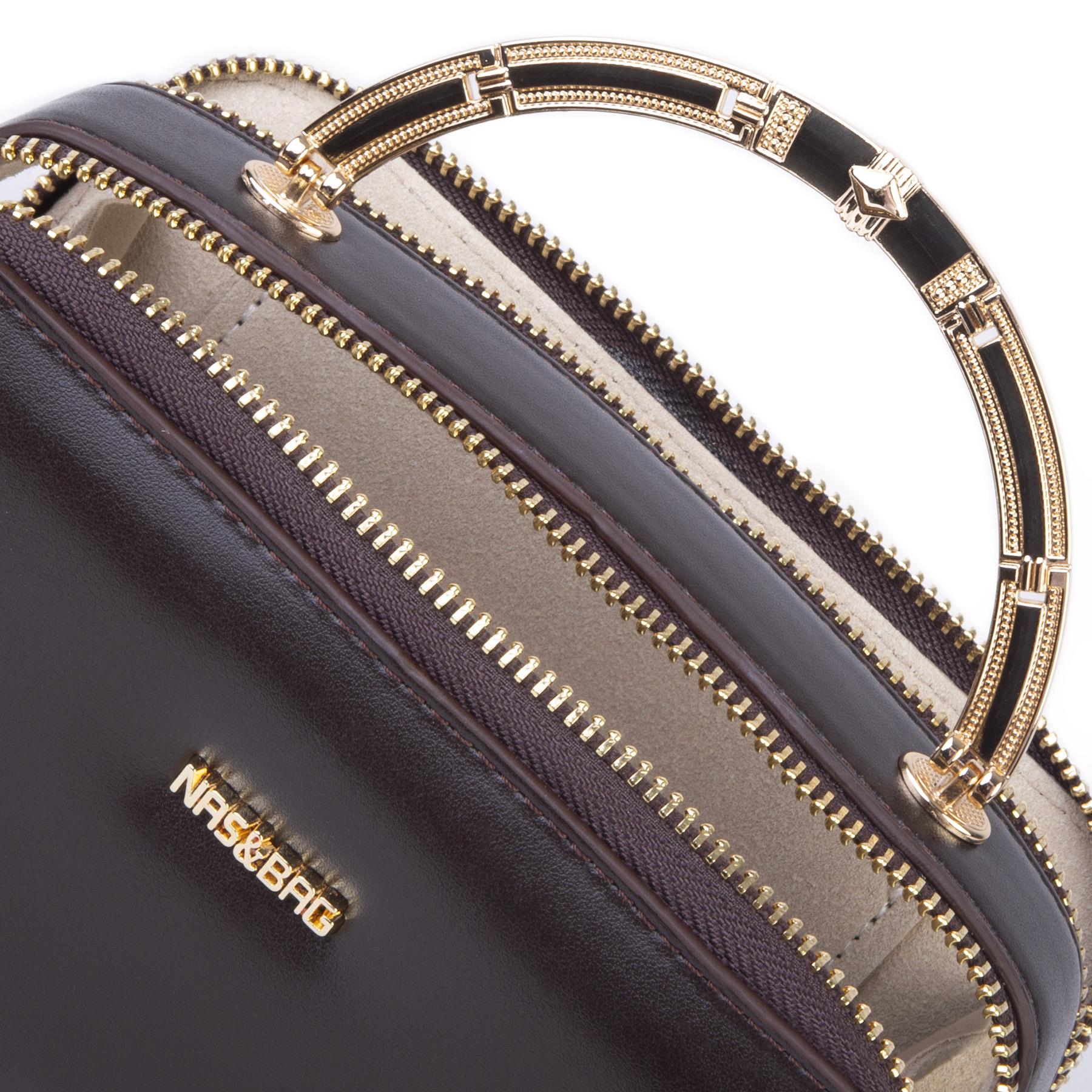 Nas Bag Kadın Mini El ve Çapraz Çanta Kahverengi (en :18 cm  boy:10 cm) 