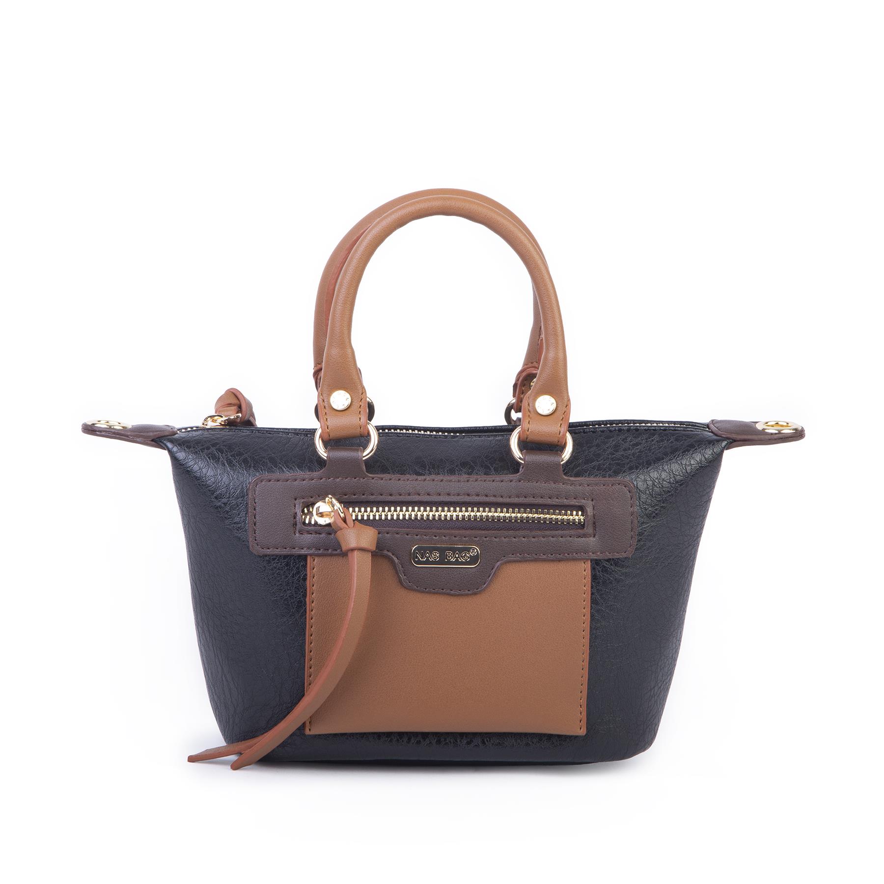 Nas Bag Kadın Mini El ve Postacı Çantası Siyah Taba Kahve Victoria