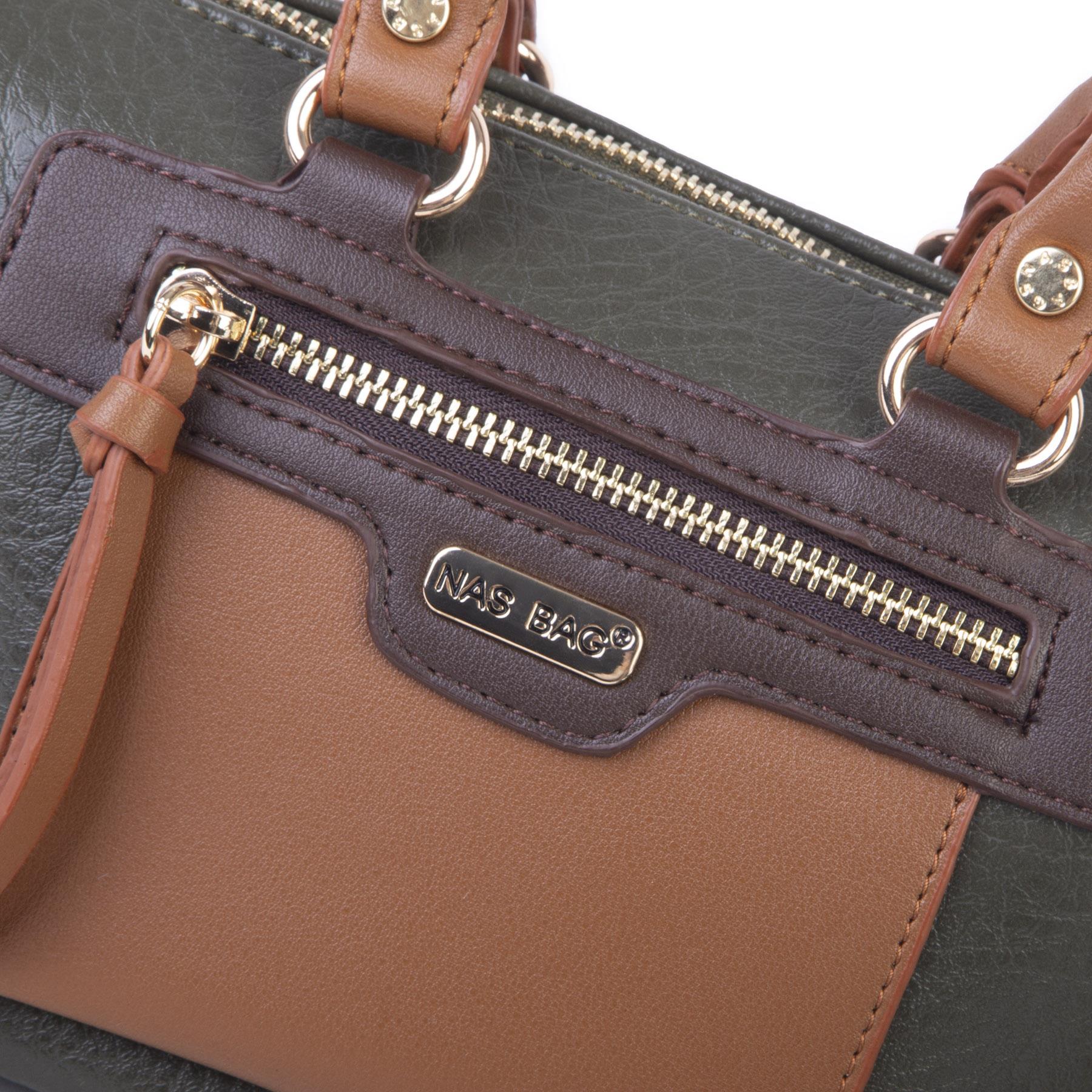 Nas Bag Kadın Mini El ve Postacı Çantası Haki Taba Kahve Victoria 