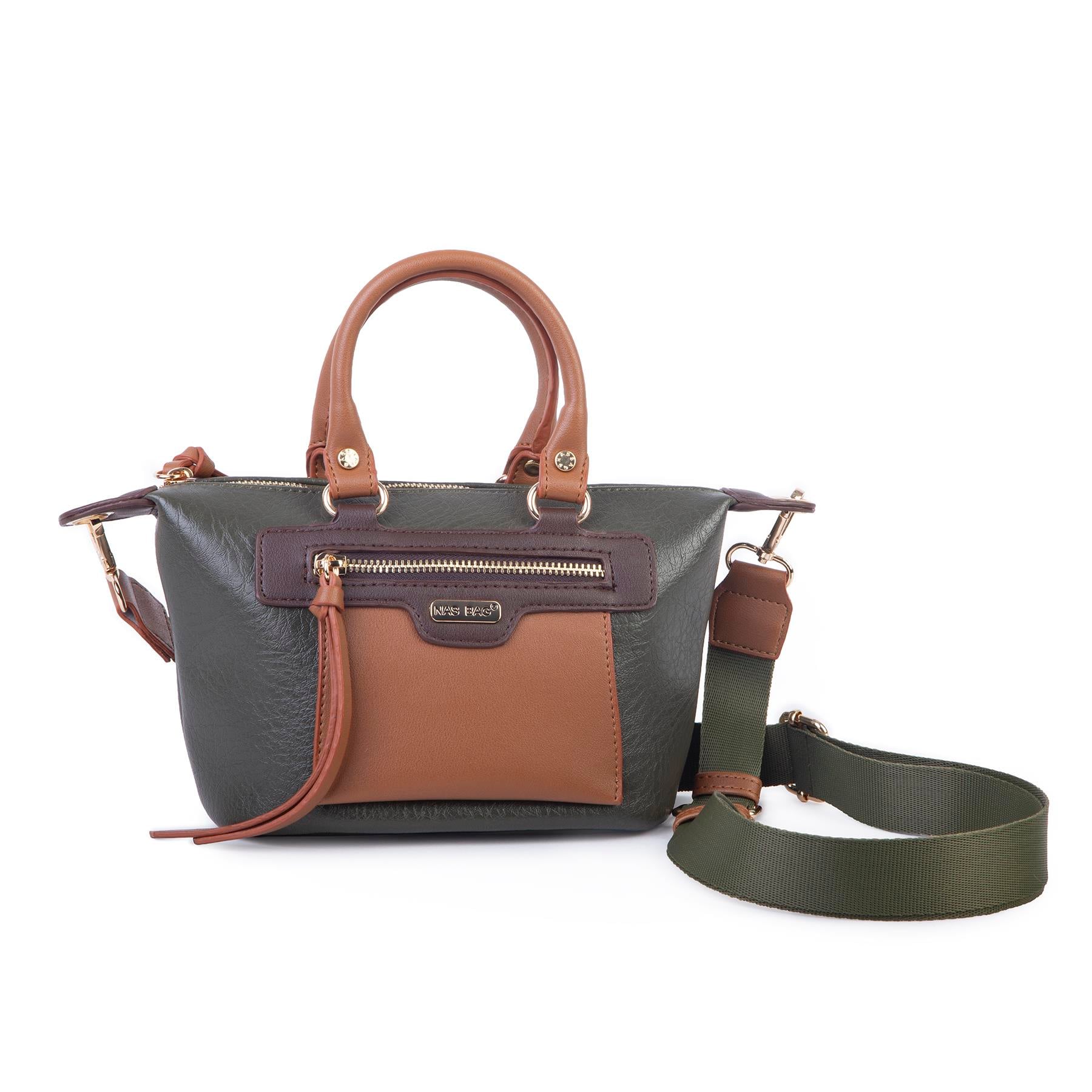 Nas Bag Kadın Mini El ve Postacı Çantası Haki Taba Kahve Victoria 
