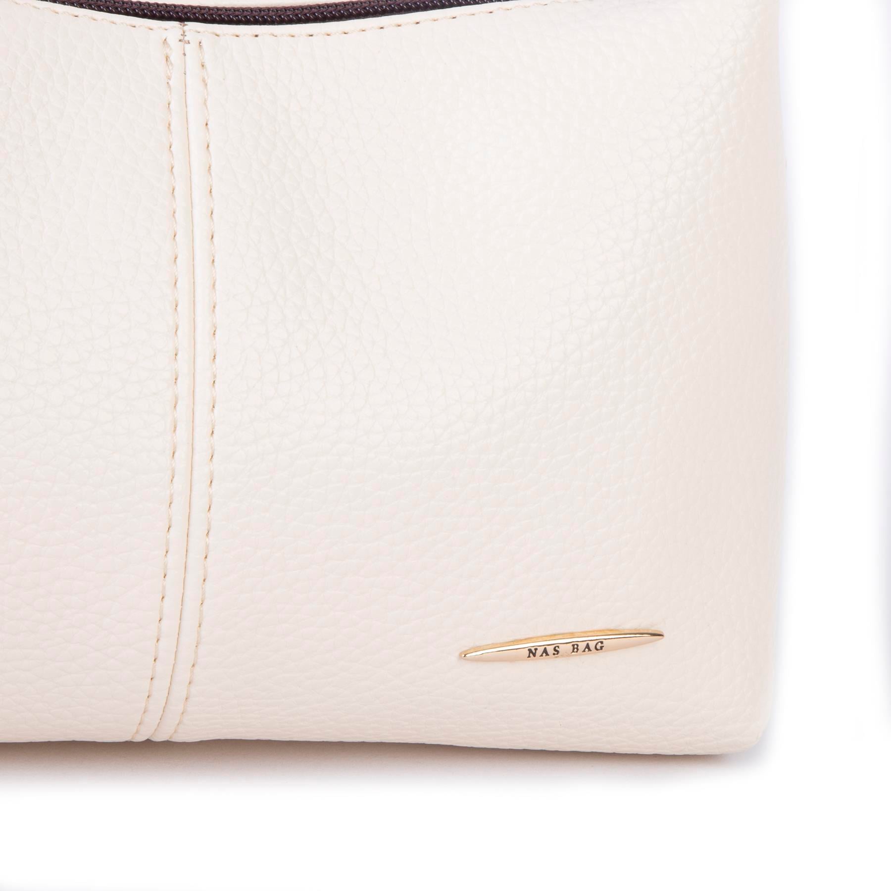 Nas Bag Kadın Mini Omuz ve Çapraz Çanta Örgülü Askılı (en: 23 cm , boy: 14 cm) Krem Kahve Lopez