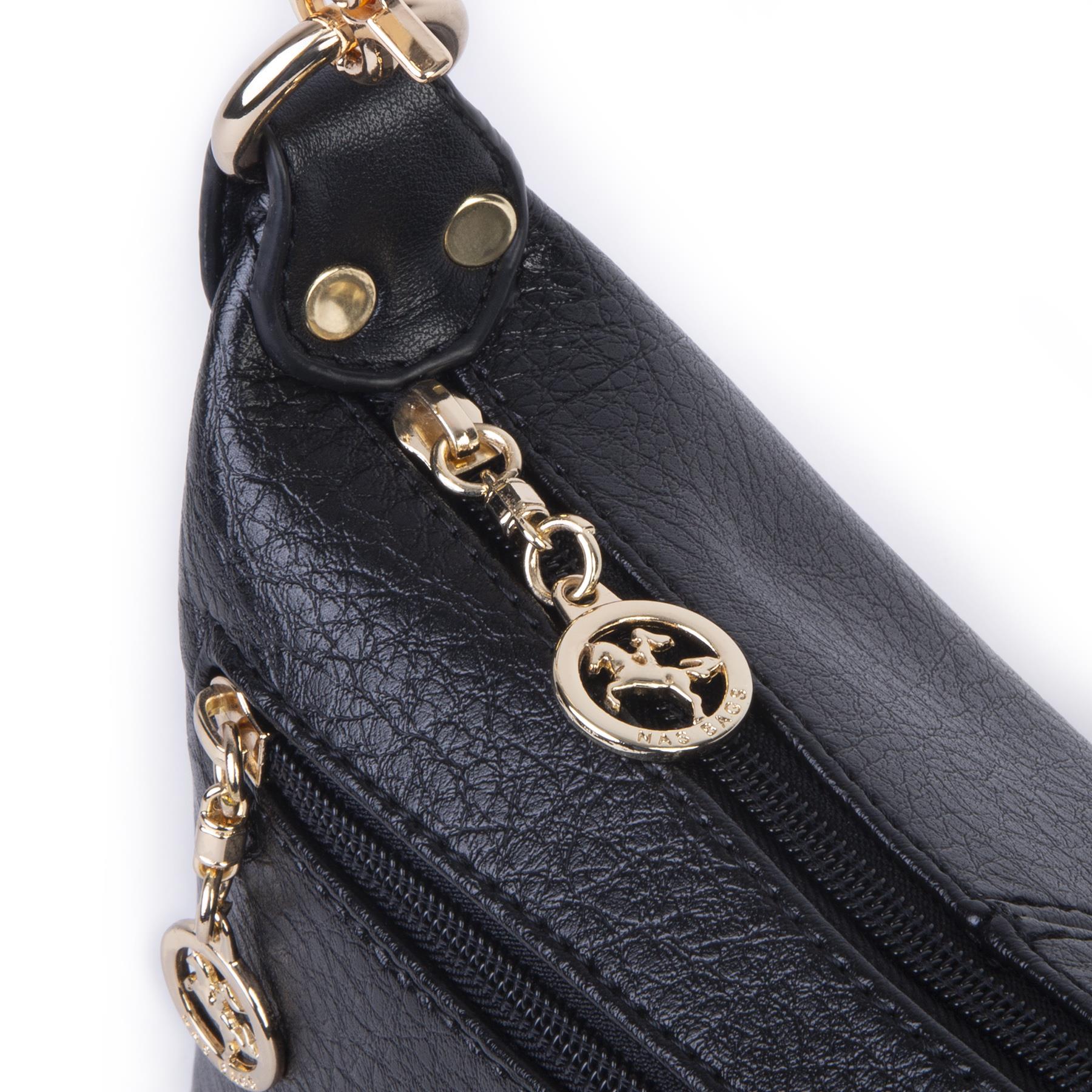 Nas Bag Kadın Mini Omuz ve Çapraz Çanta Örgülü Askılı (en: 23 cm , boy: 14 cm) Siyah Victoria