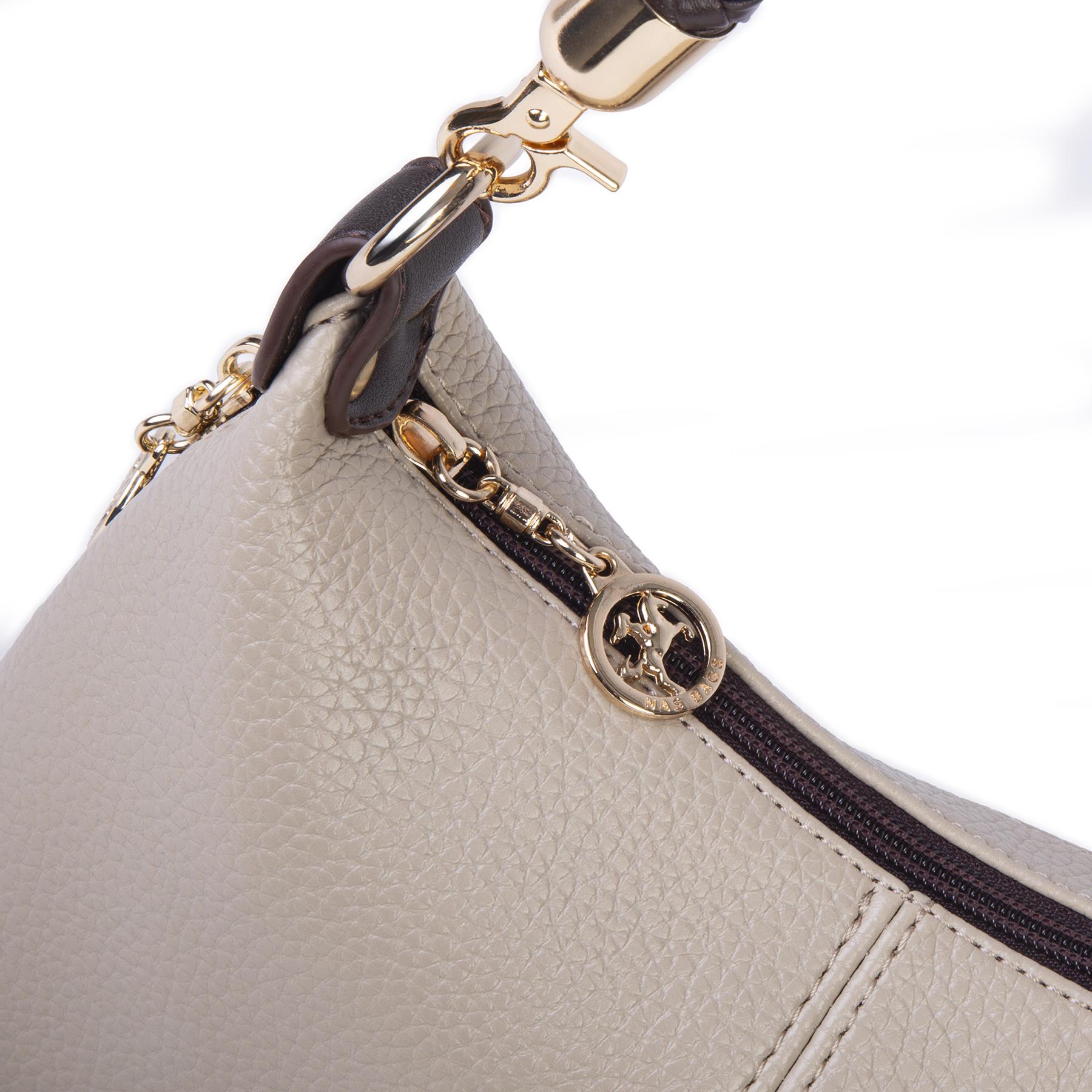 Nas Bag Kadın Mini Omuz ve Çapraz Çanta Örgülü Askılı (en: 23 cm , boy: 14 cm)  Kum Kahve Lopez