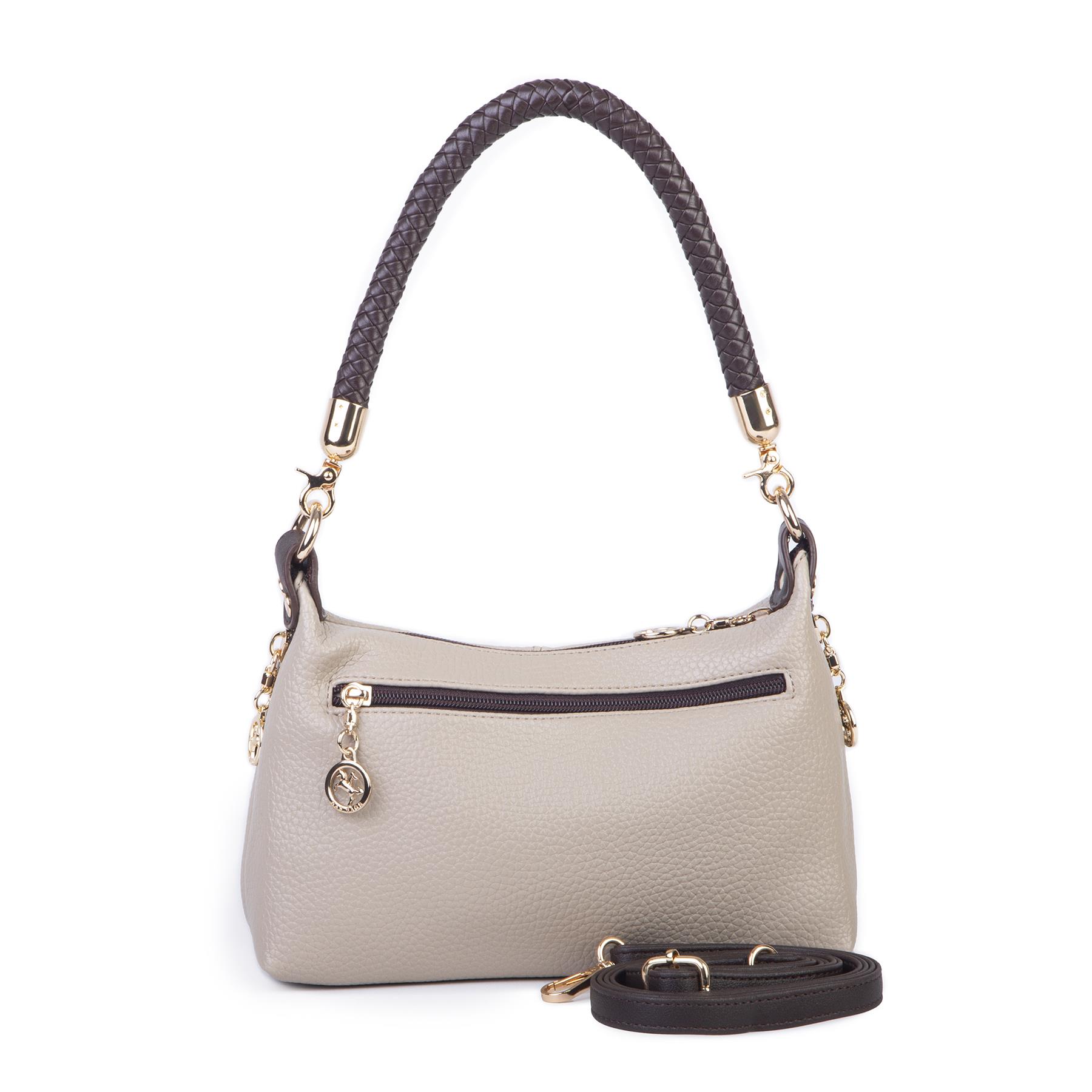 Nas Bag Kadın Mini Omuz ve Çapraz Çanta Örgülü Askılı (en: 23 cm , boy: 14 cm)  Kum Kahve Lopez