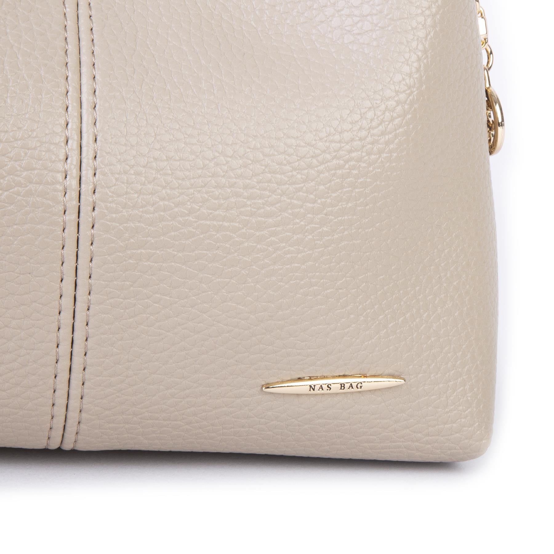 Nas Bag Kadın Mini Omuz ve Çapraz Çanta Örgülü Askılı (en: 23 cm , boy: 14 cm)  Kum Kahve Lopez