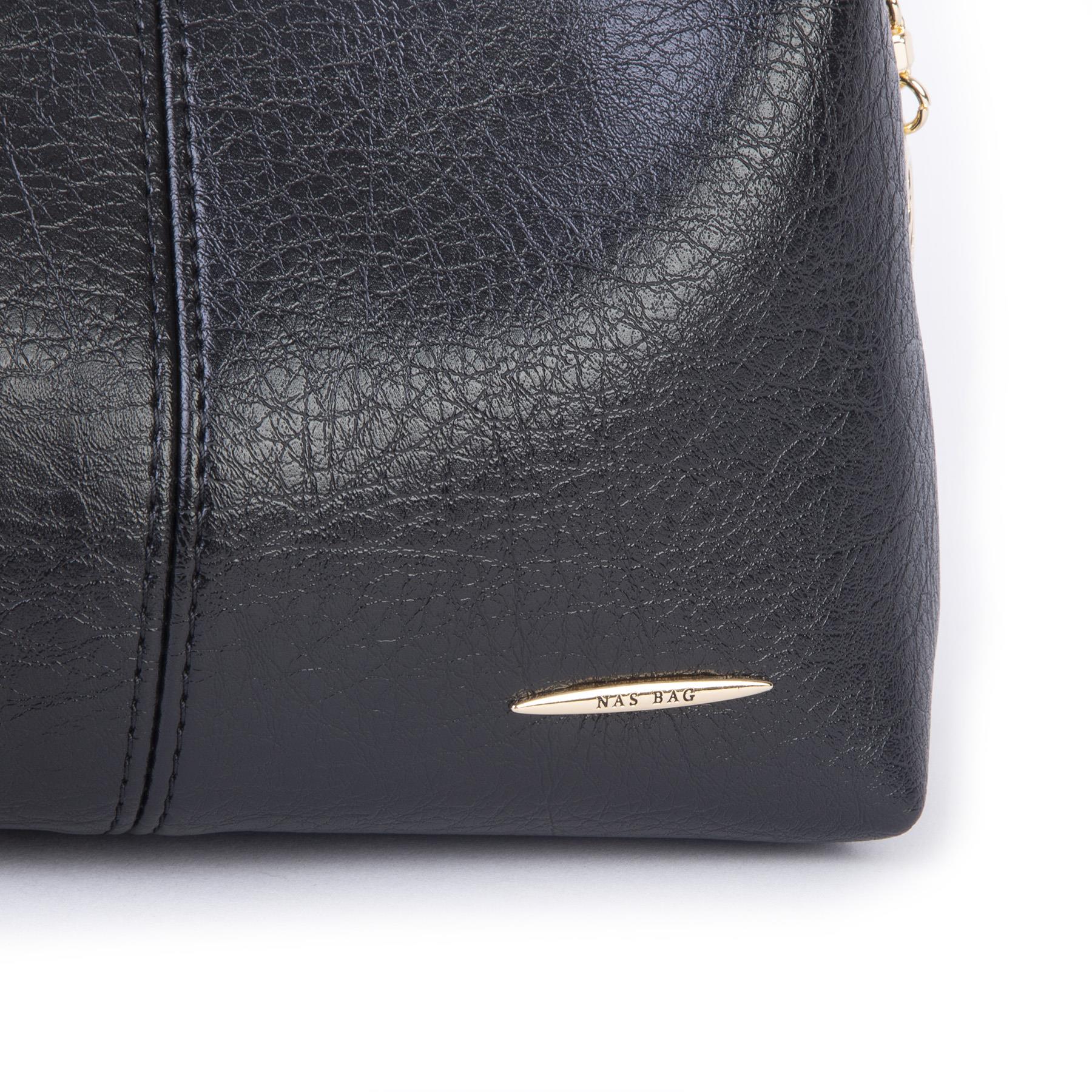 Nas Bag Kadın Mini Omuz ve Çapraz Çanta Örgülü Askılı (en: 23 cm , boy: 14 cm) Siyah Victoria