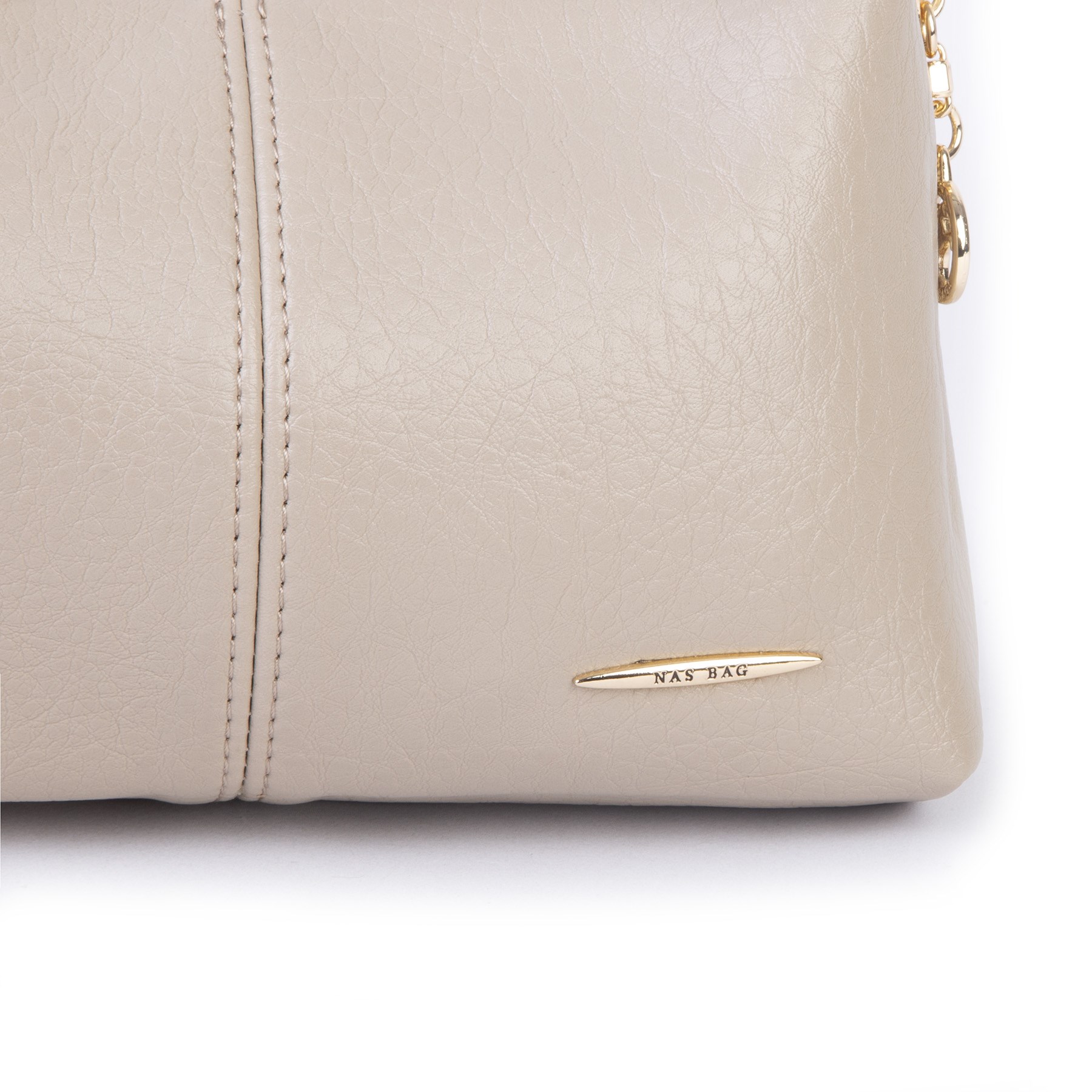 Nas Bag Kadın Mini Omuz ve Çapraz Çanta Örgülü Askılı (en: 23 cm , boy: 14 cm) Kum