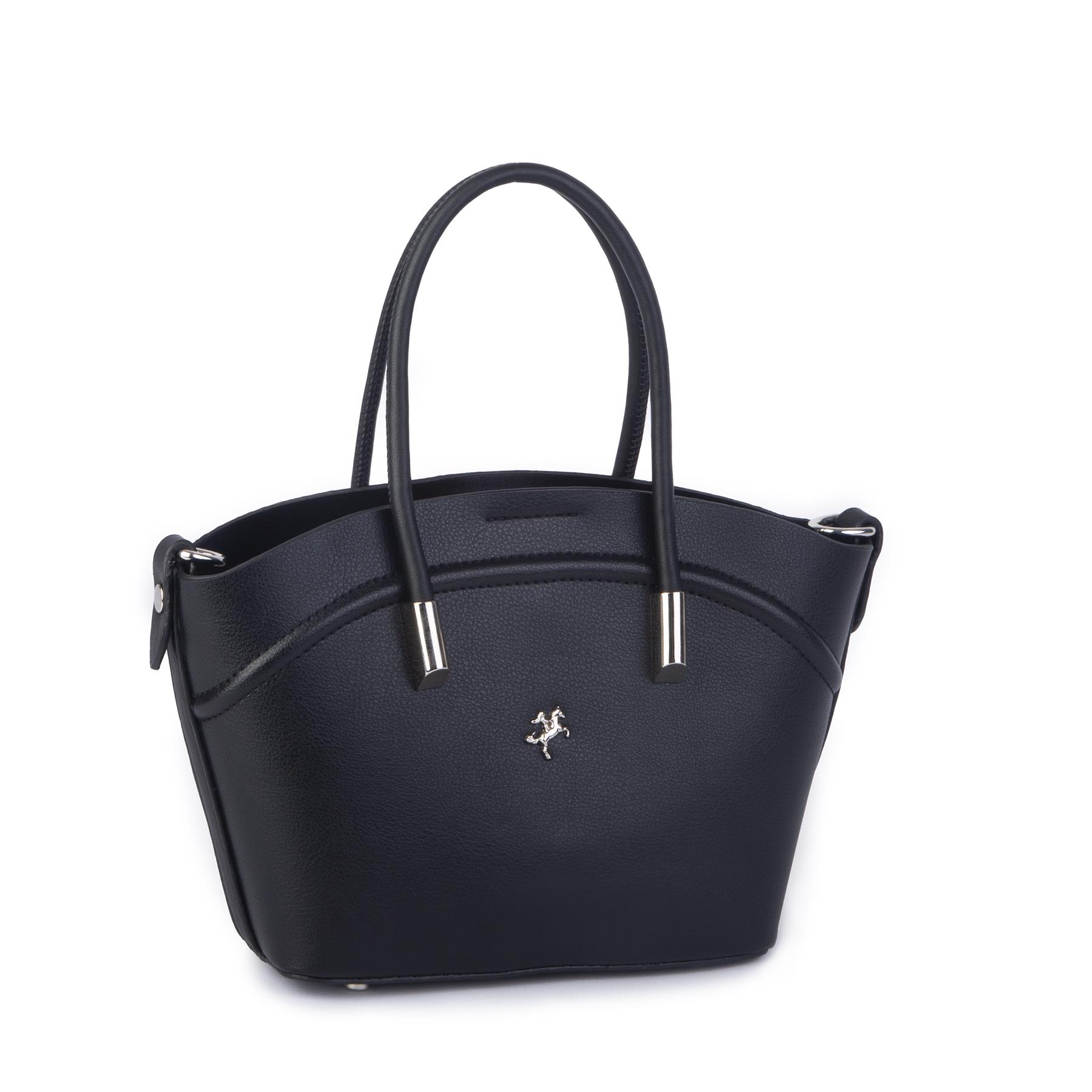 Nas Bag Kadın Mini Sepet Çanta El ve Çapraz Çanta Siyah Golf  ( 20x18cm)