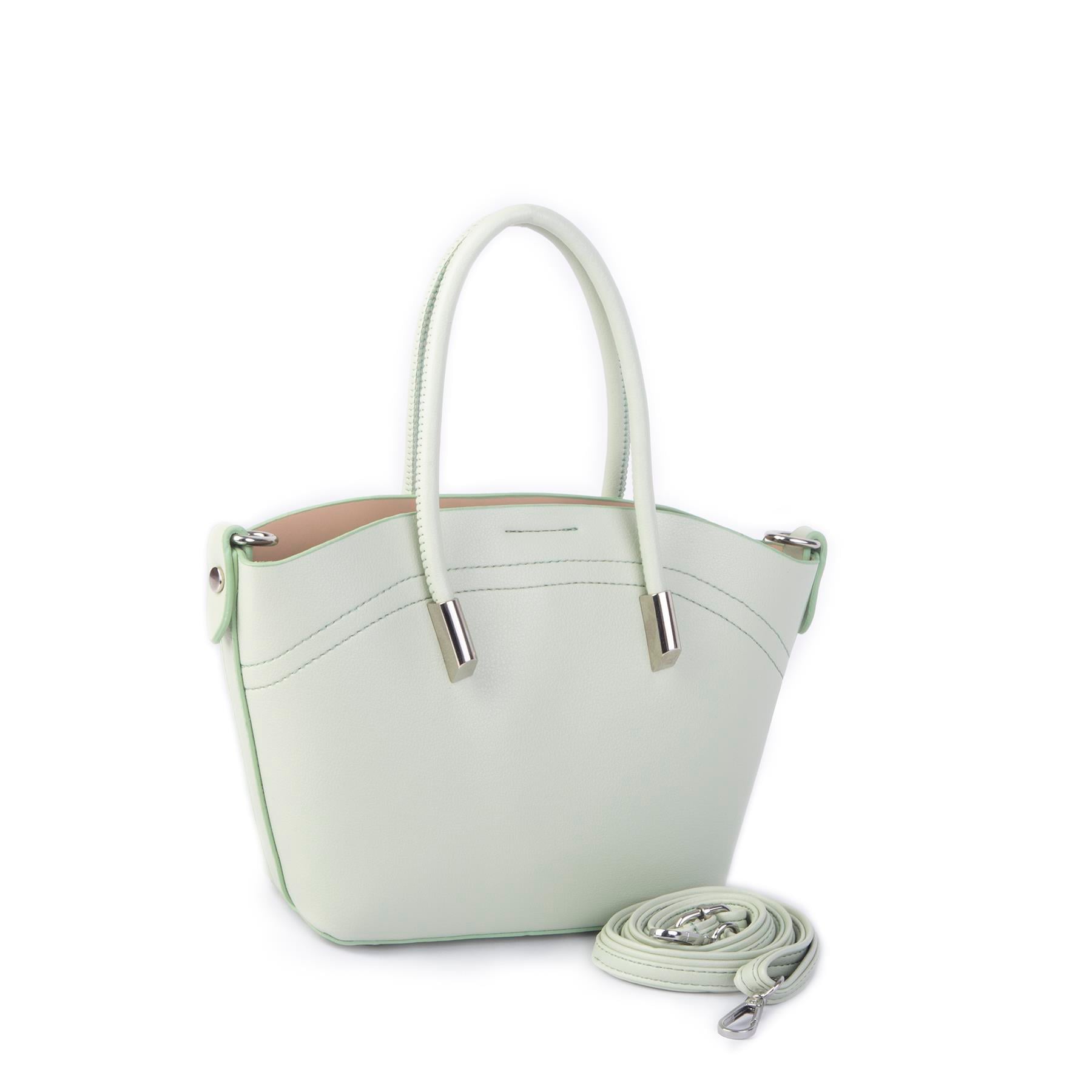 Nas Bag Kadın Mini Sepet Çanta El ve Çapraz Çanta Mint Yeşili Golf  ( 20x18cm)