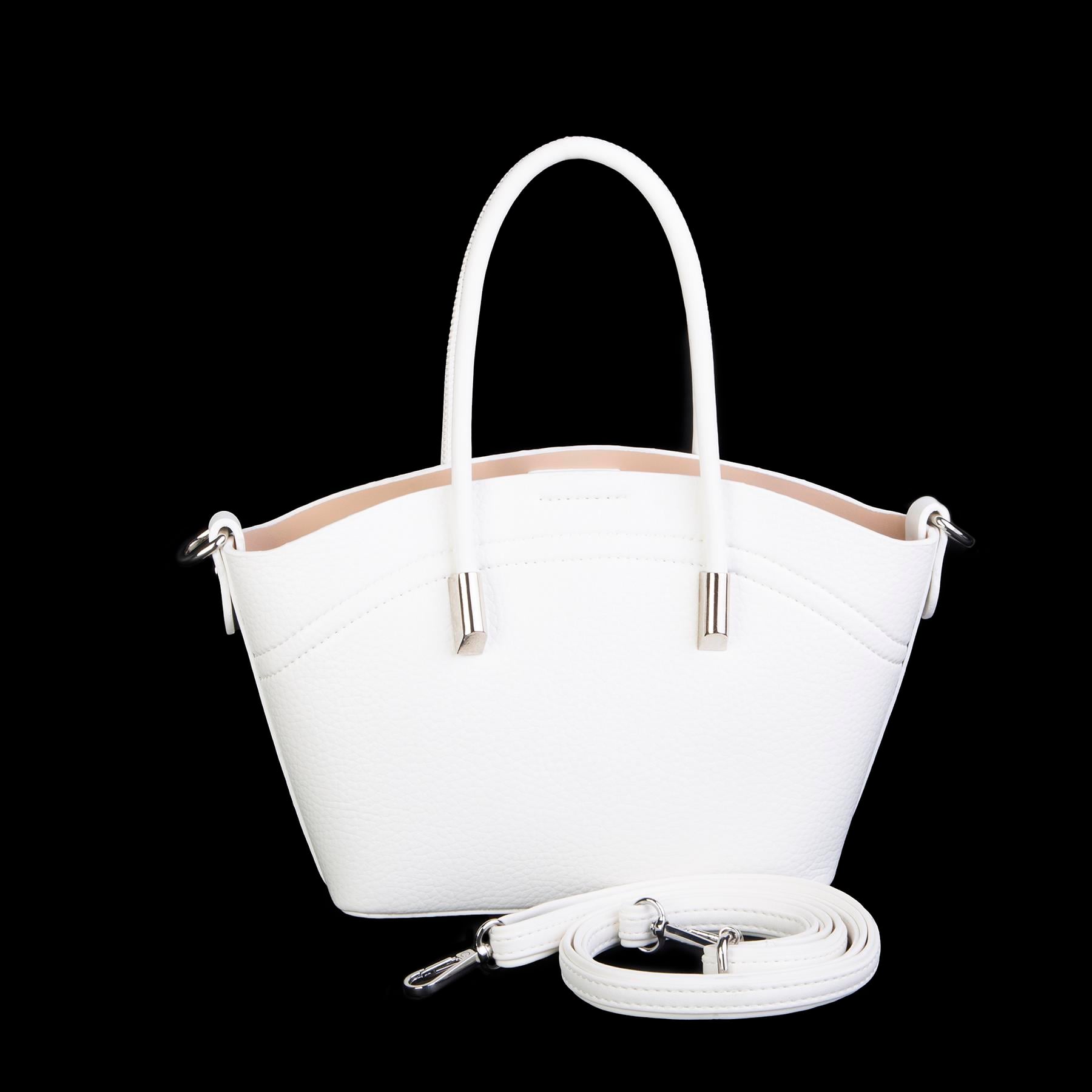 Nas Bag Kadın Mini Sepet Çanta El ve Çapraz Çanta Beyaz Lopez ( 20x18cm)