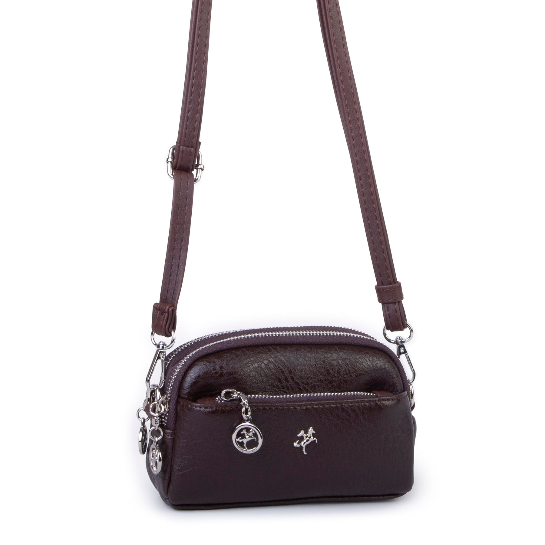Nas Bag Kadın Mini Spor Şık Günlük Postacı Çapraz Çanta (en 18 cm , boy 10 cm ) Kahve Victoria