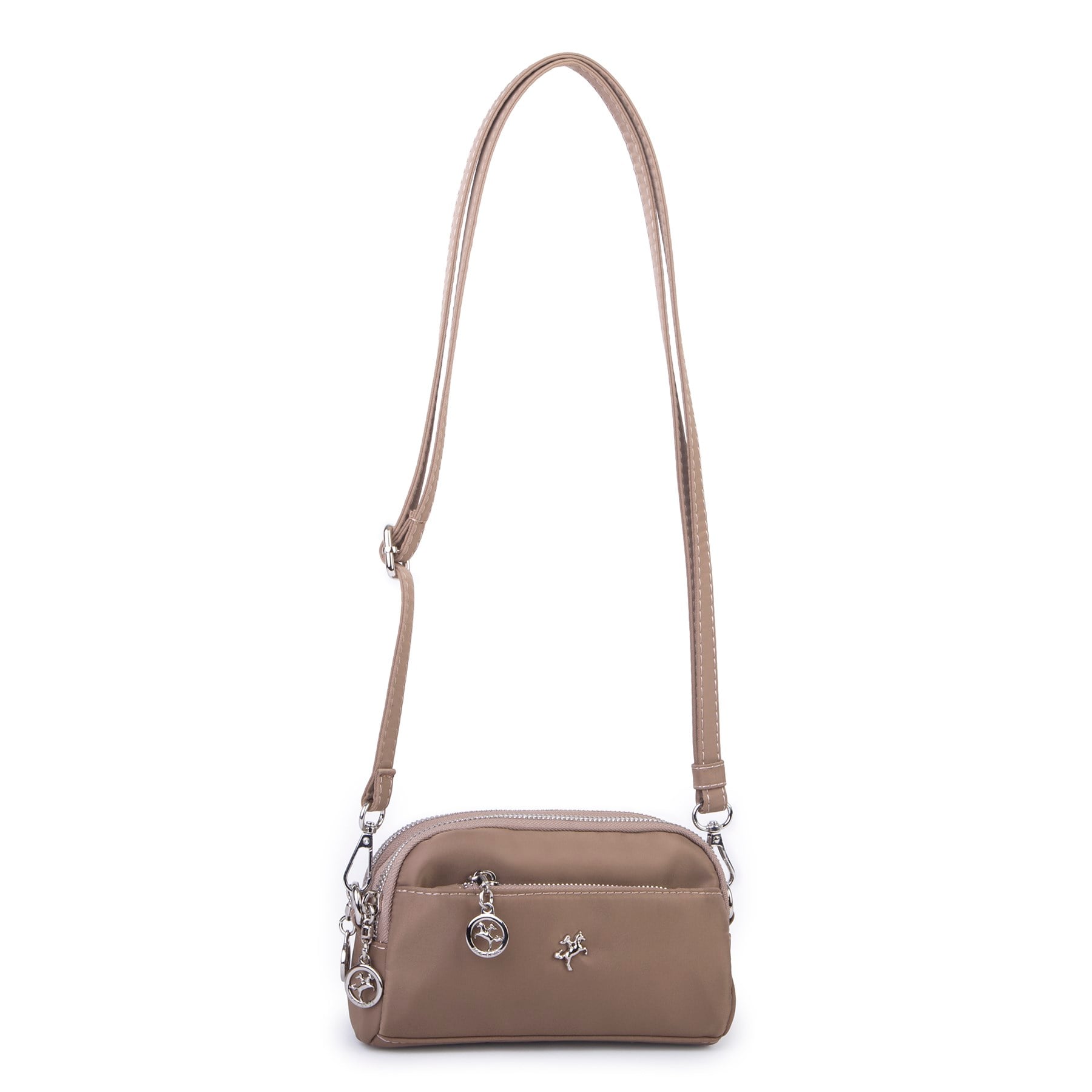 Nas Bag Kadın Mini Spor Şık Günlük Postacı Çapraz Çanta (en 18 cm , boy 10 cm ) Vizon