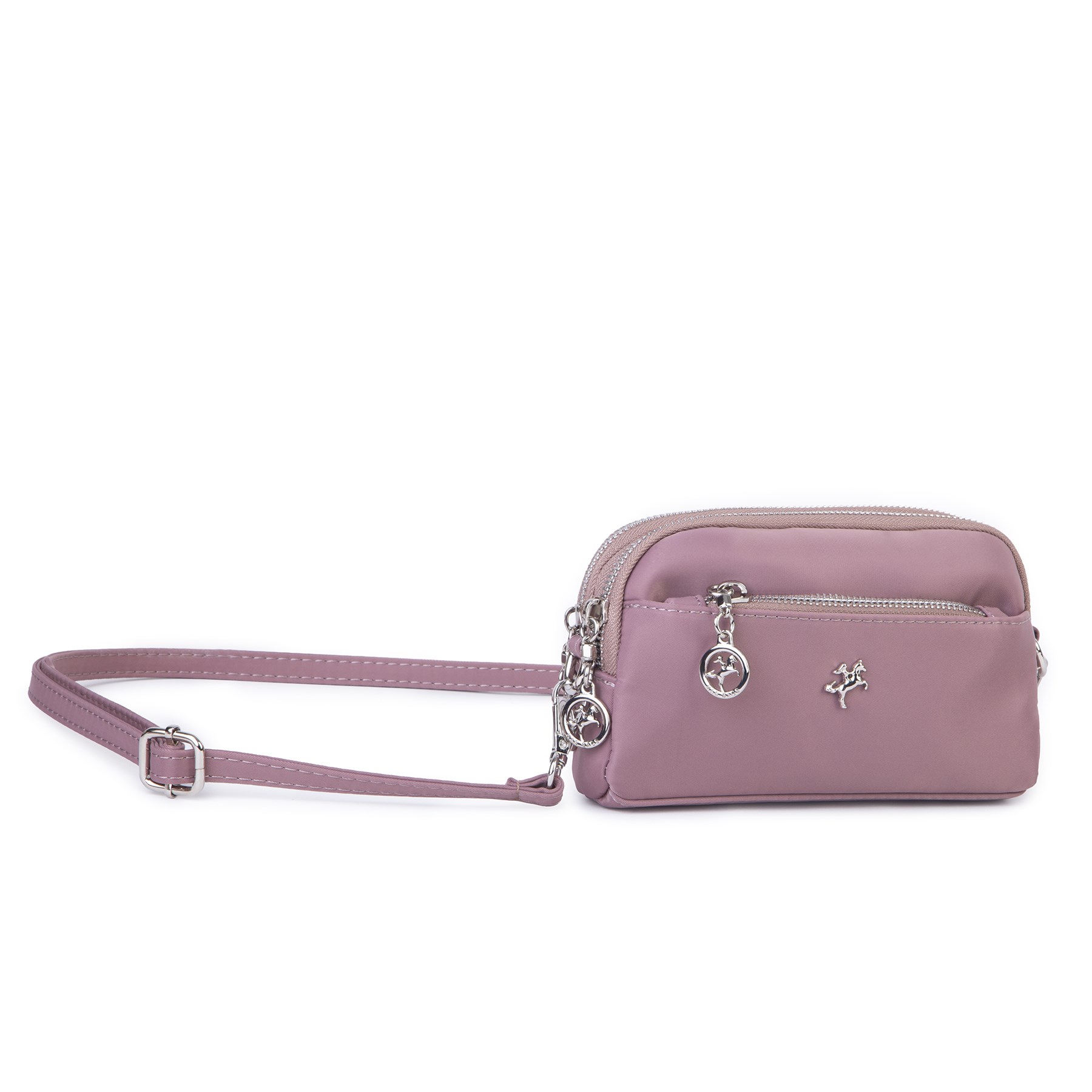Nas Bag Kadın Mini Spor Şık Günlük Postacı Çapraz Çanta (en 18 cm , boy 10 cm ) Pudra