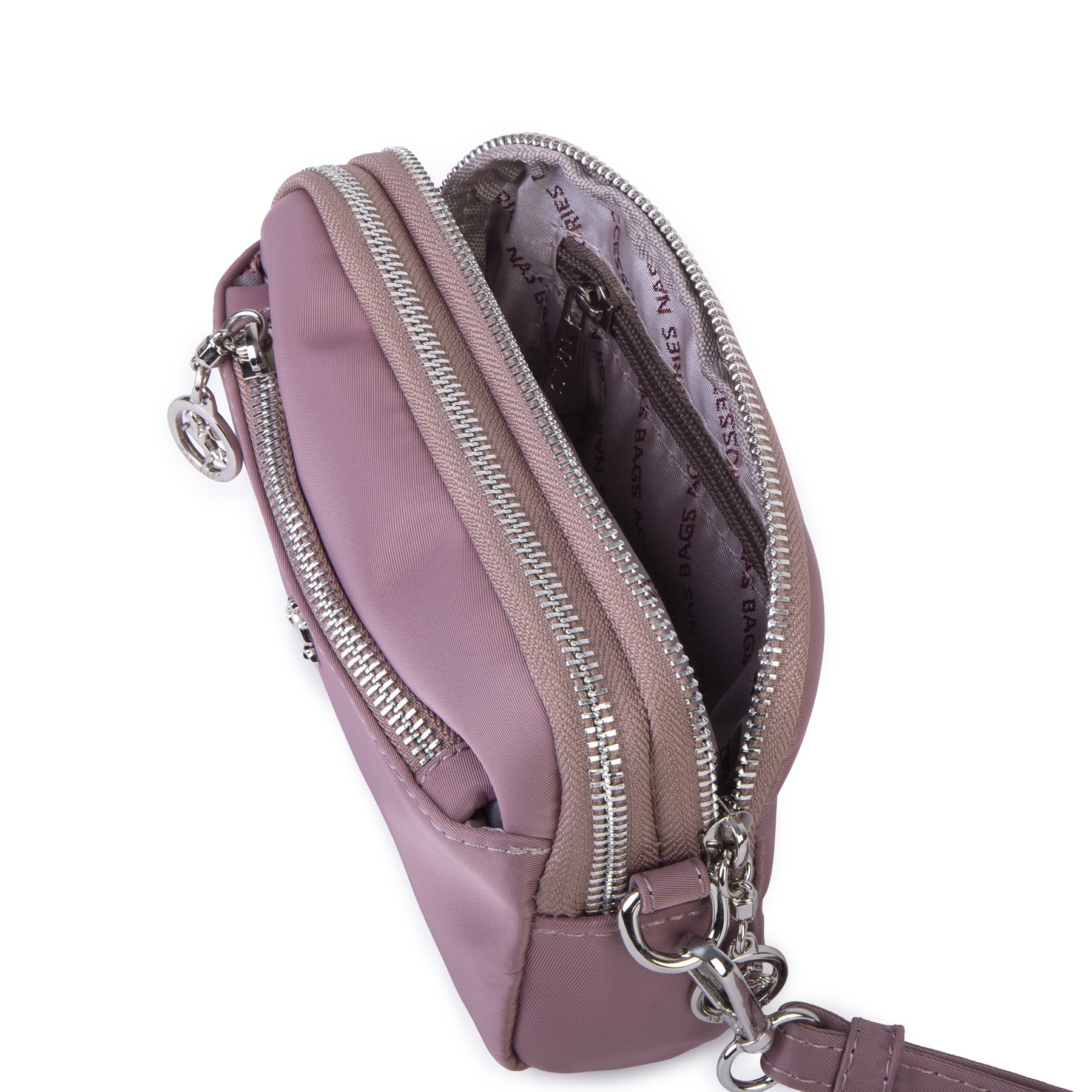 Nas Bag Kadın Mini Spor Şık Günlük Postacı Çapraz Çanta (en 18 cm , boy 10 cm ) Pudra