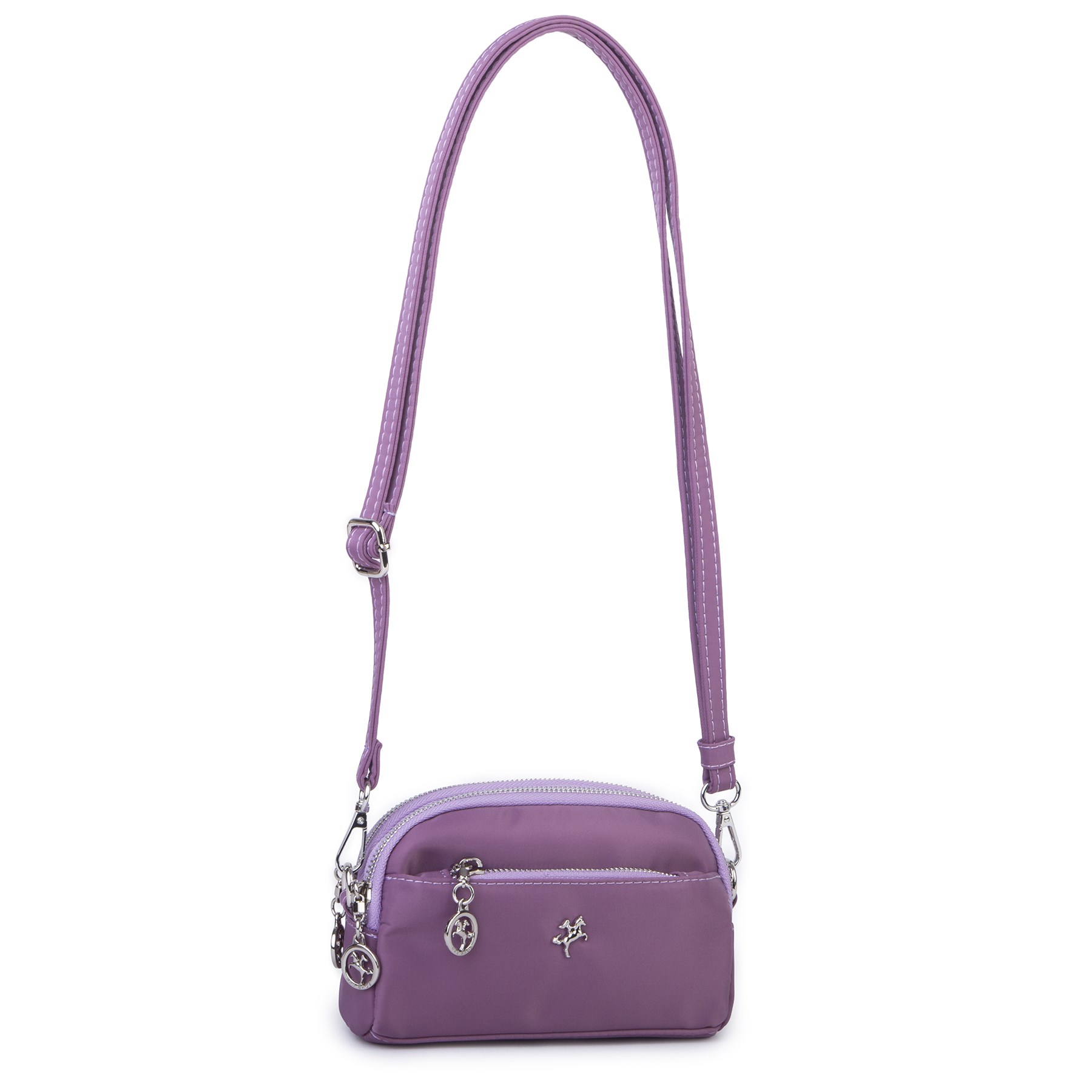 Nas Bag Kadın Mini Spor Şık Günlük Postacı Çapraz Çanta (en 18 cm , boy 10 cm ) Mor